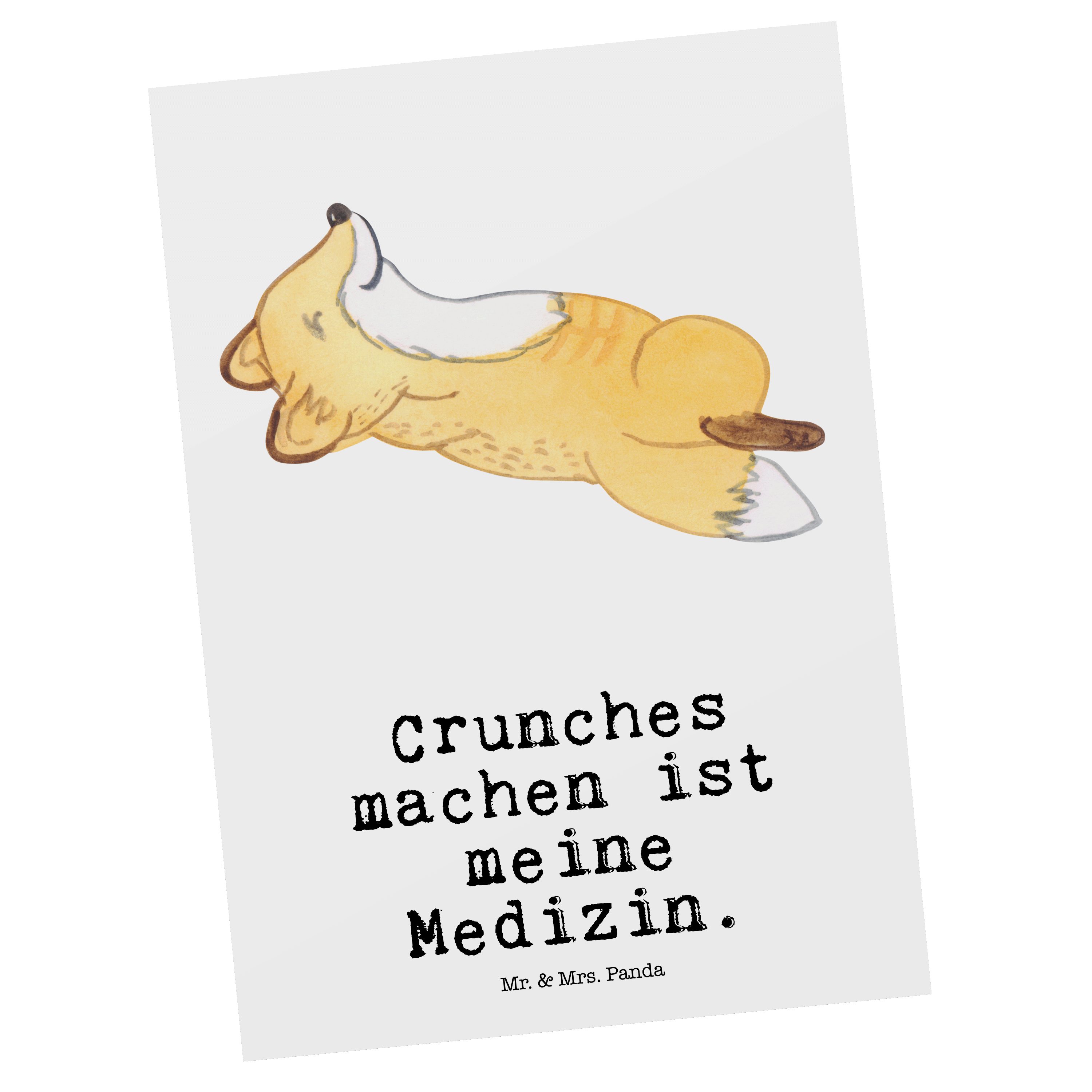 Mr. & Mrs. Panda Postkarte Fuchs Crunches Medizin - Weiß - Geschenk, Hobby, Sportler, Fitnessstu