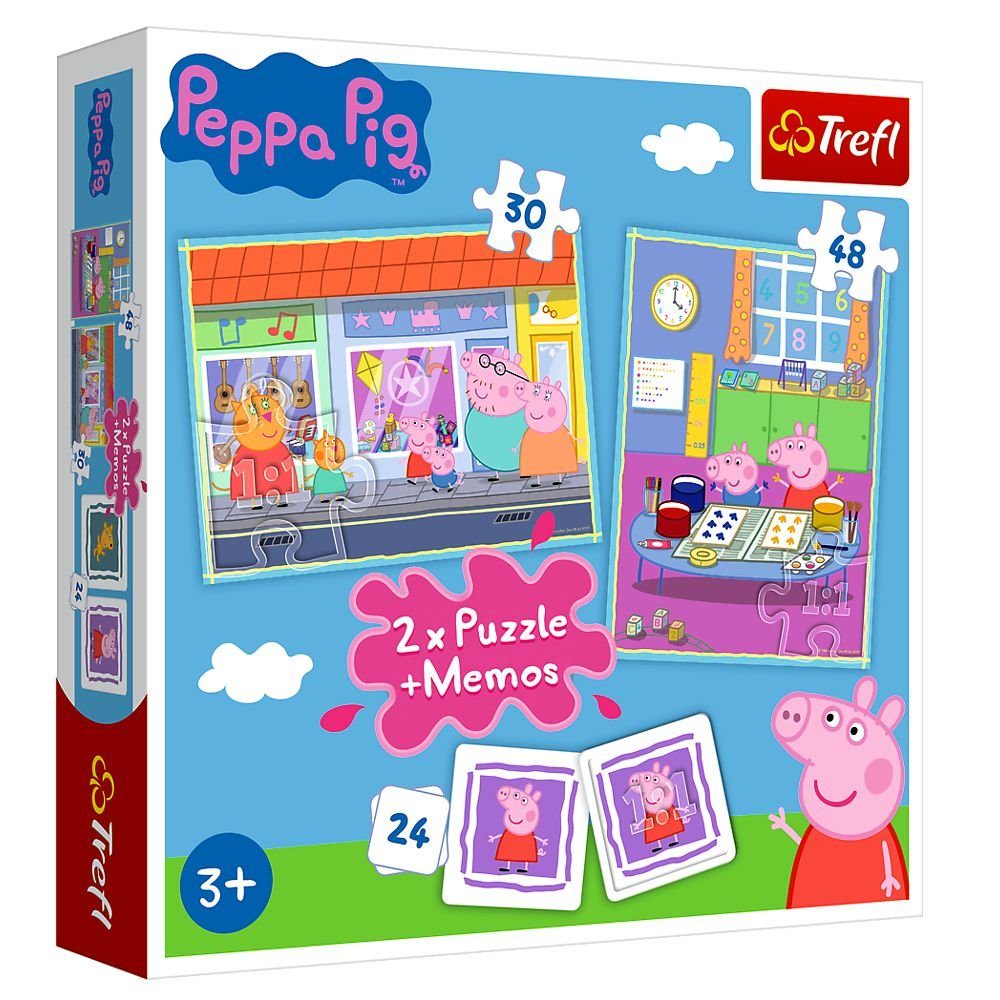 Wutz 2 48 Spiel Peppa Puzzle und Puzzle, Pig Puzzleteile und Box Pig Peppa Memo Peppa Puzzle Memo