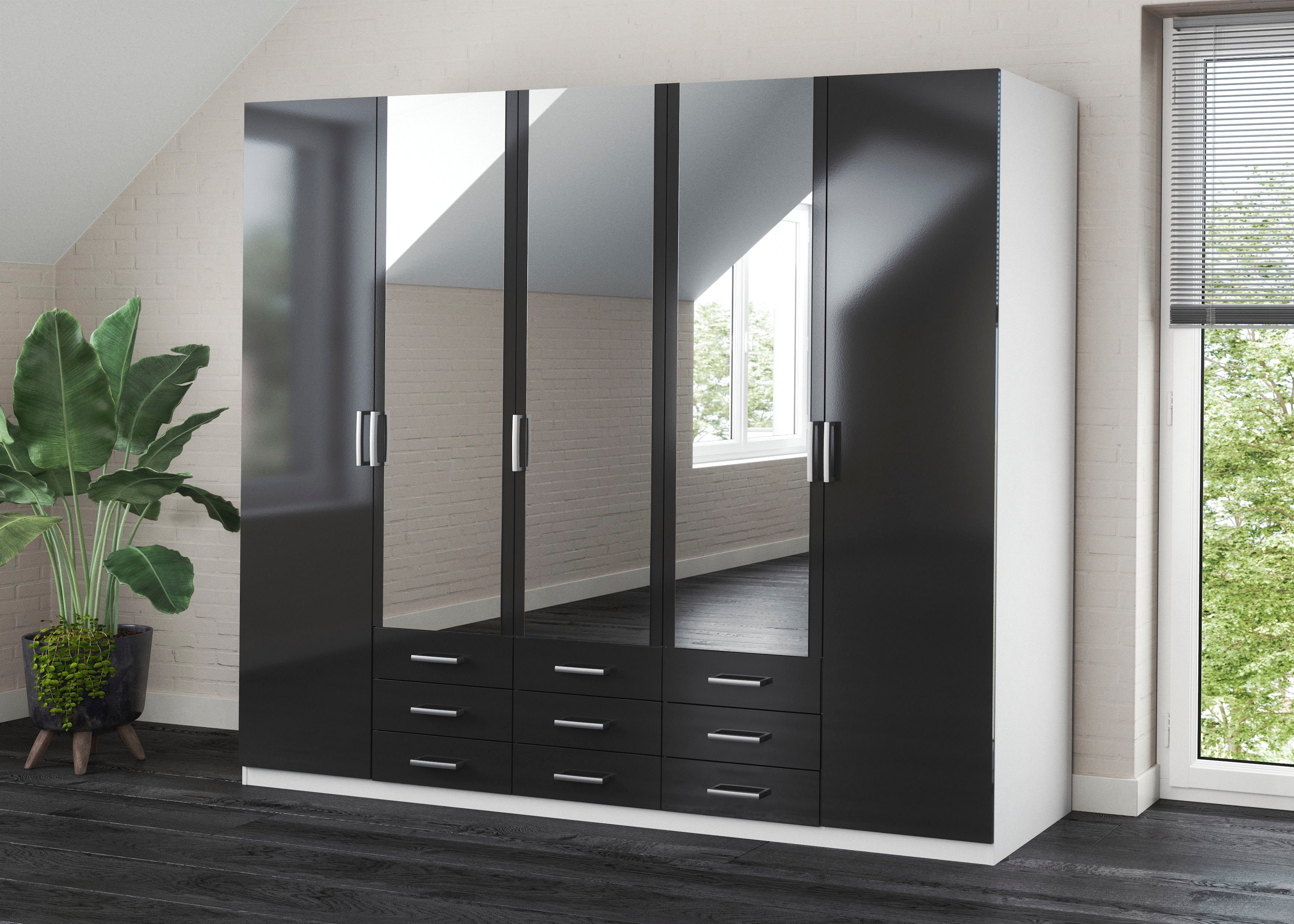 priess Kleiderschrank Amsterdam, viel Stauraum durch viele Schubkästen mit oder ohne LED-Beleuchtung