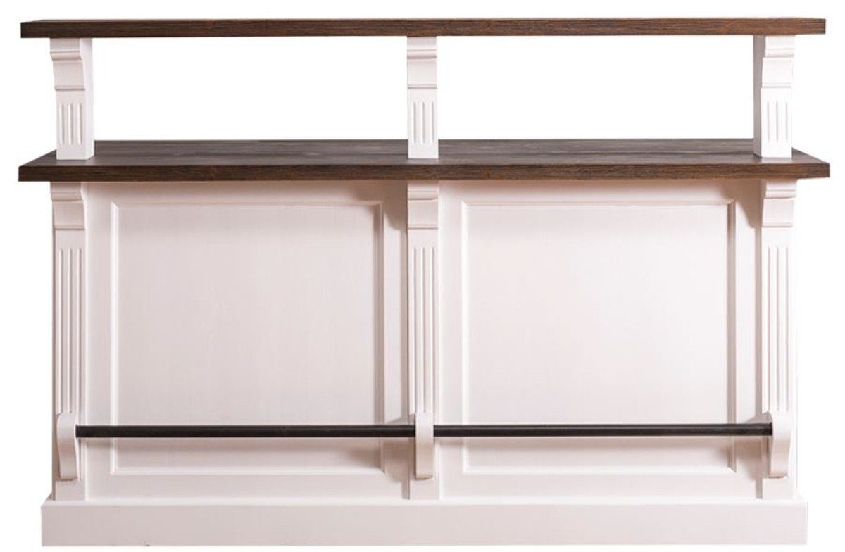 Casa Padrino Barschrank Landhausstil Theke mit 3 Schubladen Weiß / Dunkelbraun 180 x 68 x H. 120 cm - Landhausstil Möbel