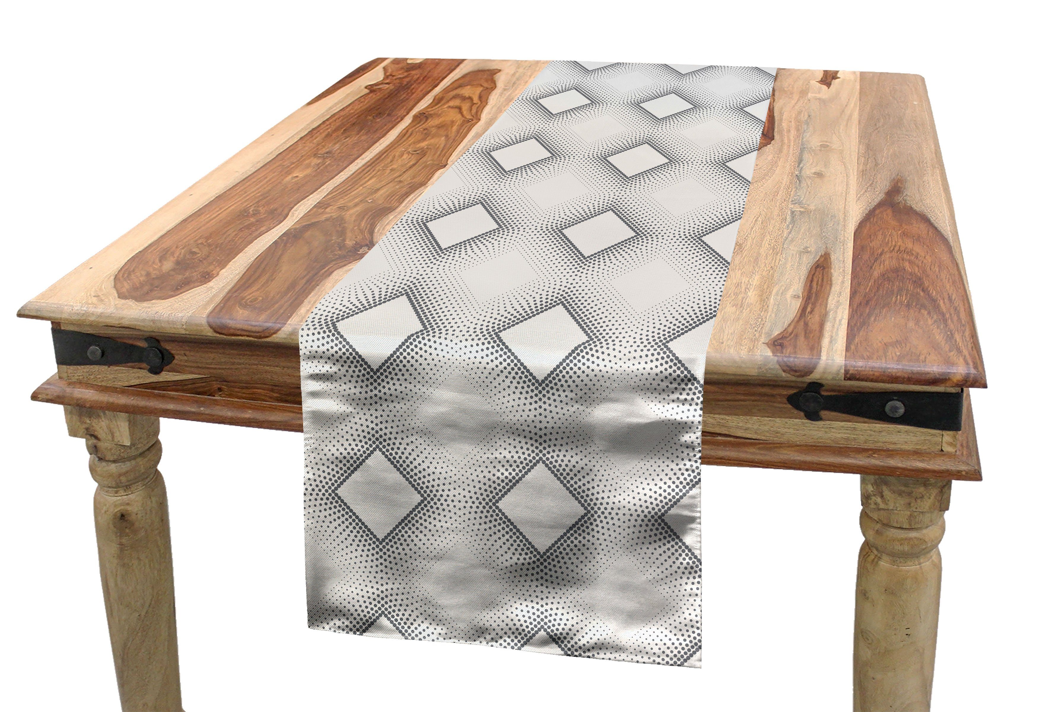 Dekorativer Abakuhaus Muster Mosaik von Tischläufer, Esszimmer Küche Rhombus Rechteckiger Punkten Tischläufer