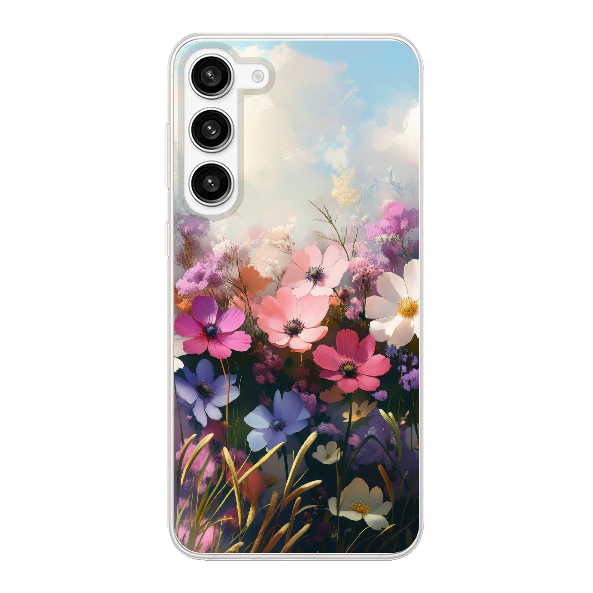 MuchoWow Handyhülle für Samsung Galaxy S23 Plus Blumen - Bunt - Blühend, Phone Case, Silikon, Schutzhülle Dünn