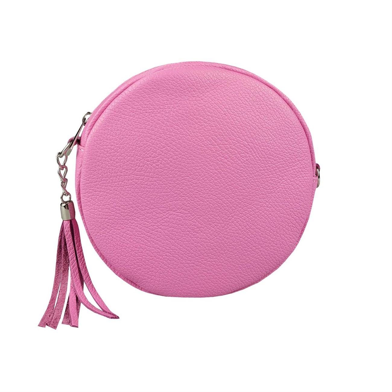 Schultertasche Runde Made in Italy Damen Leder Tasche