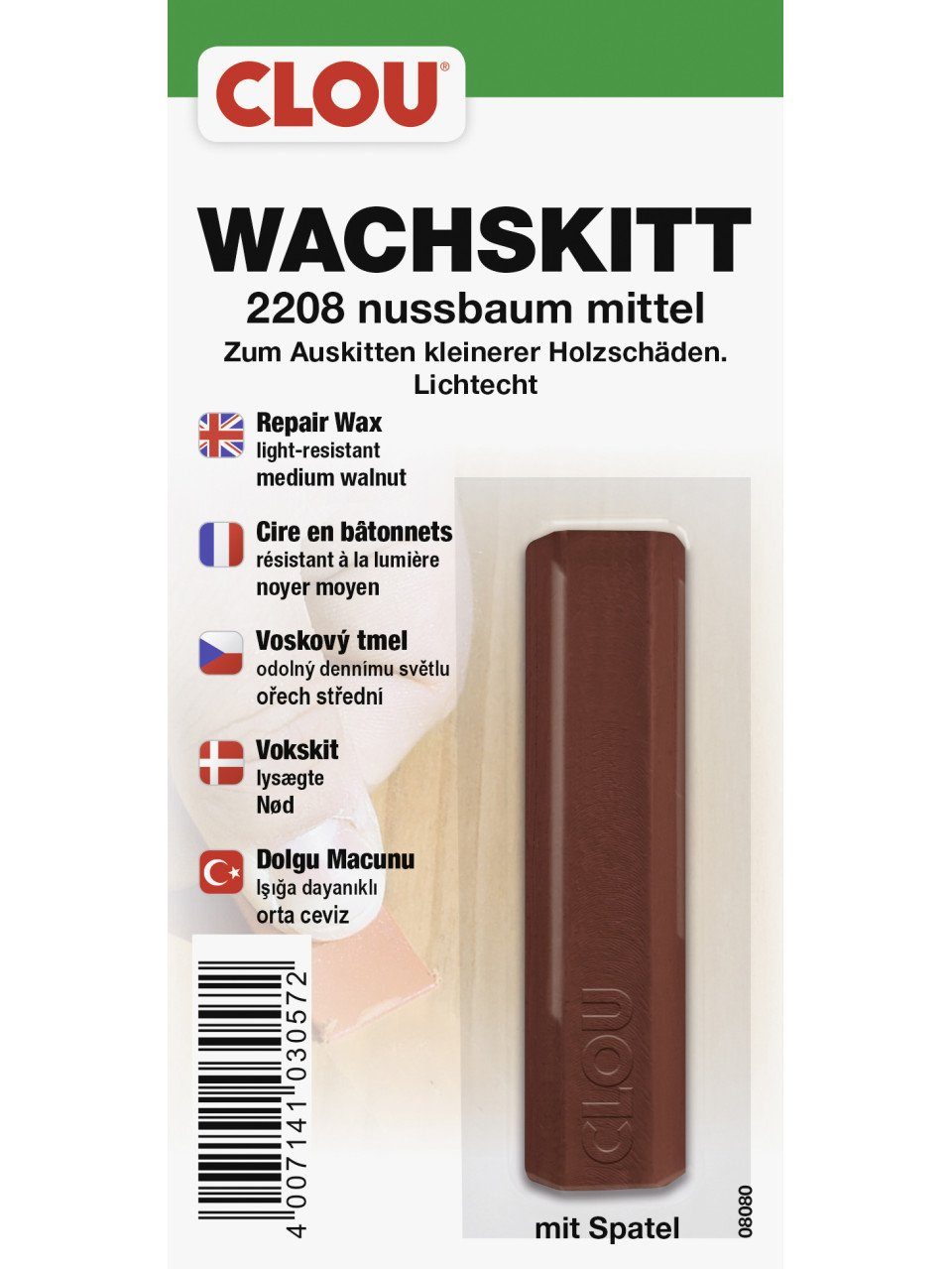 Holzlack Clou Wachskitt nussbaum mittel