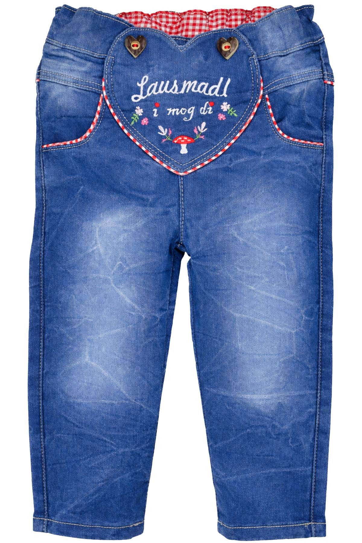 Trachtenlederhose BONDI Baby Mädchen Jeans 'Lausmadl' 86684, Blue d