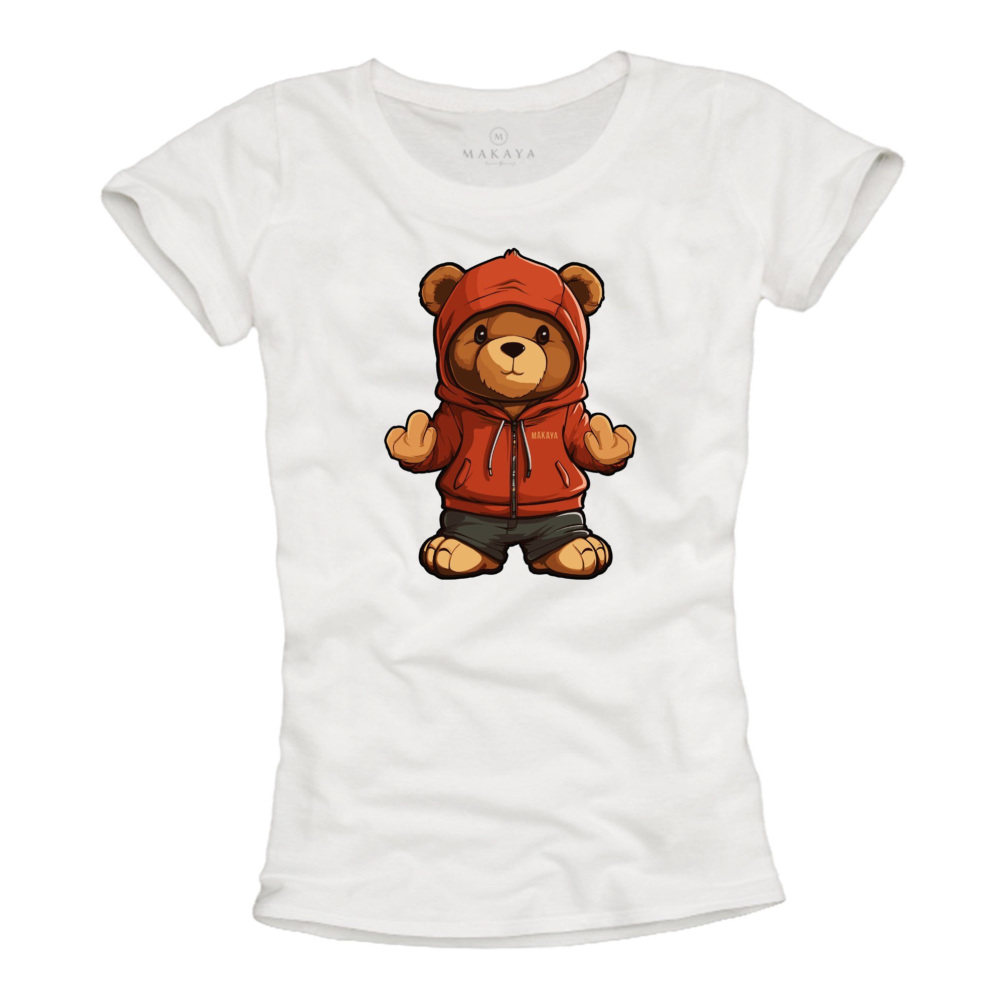 MAKAYA Print-Shirt mit Teddybär Damen Teddy günstig online kaufen