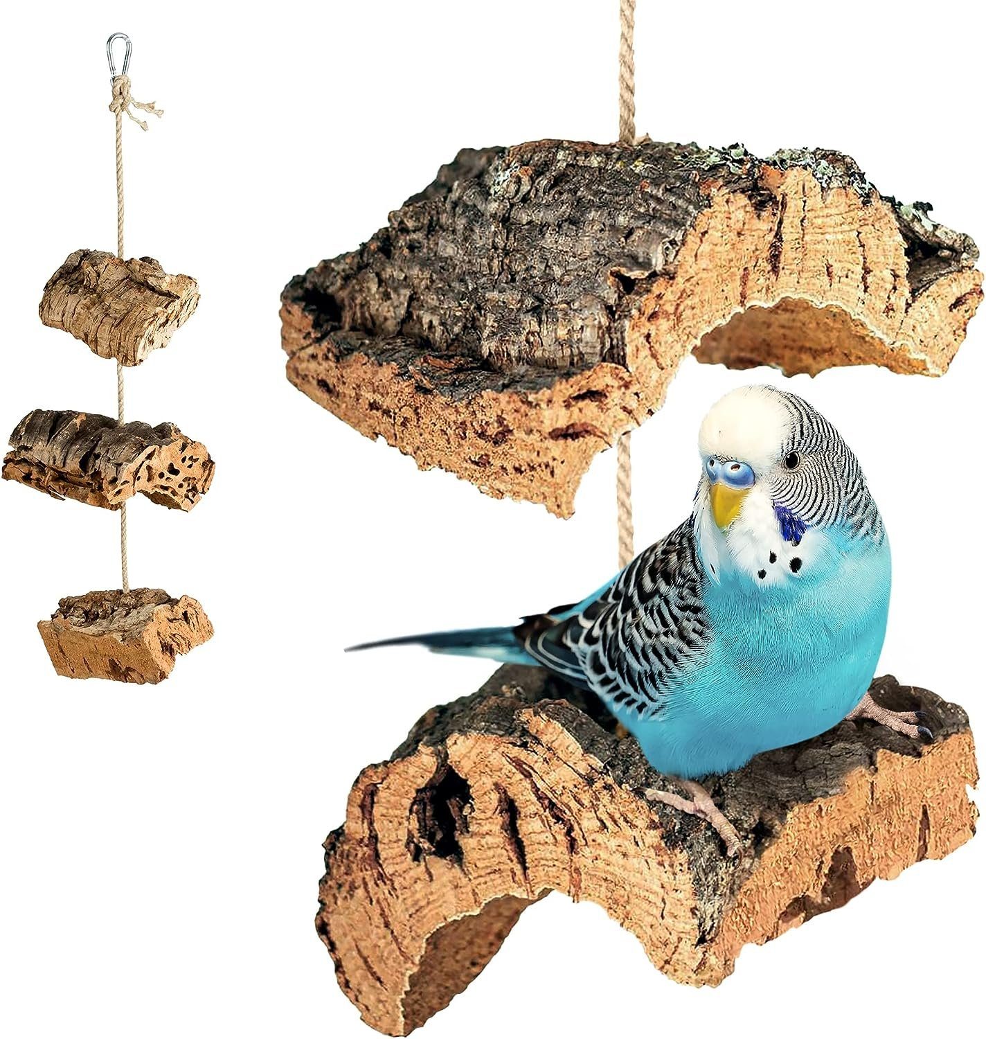 Vogelspielplatz Vogelspielplatz Mobile aus Korkrinde zum Sitzen, Spielen & Knabbern