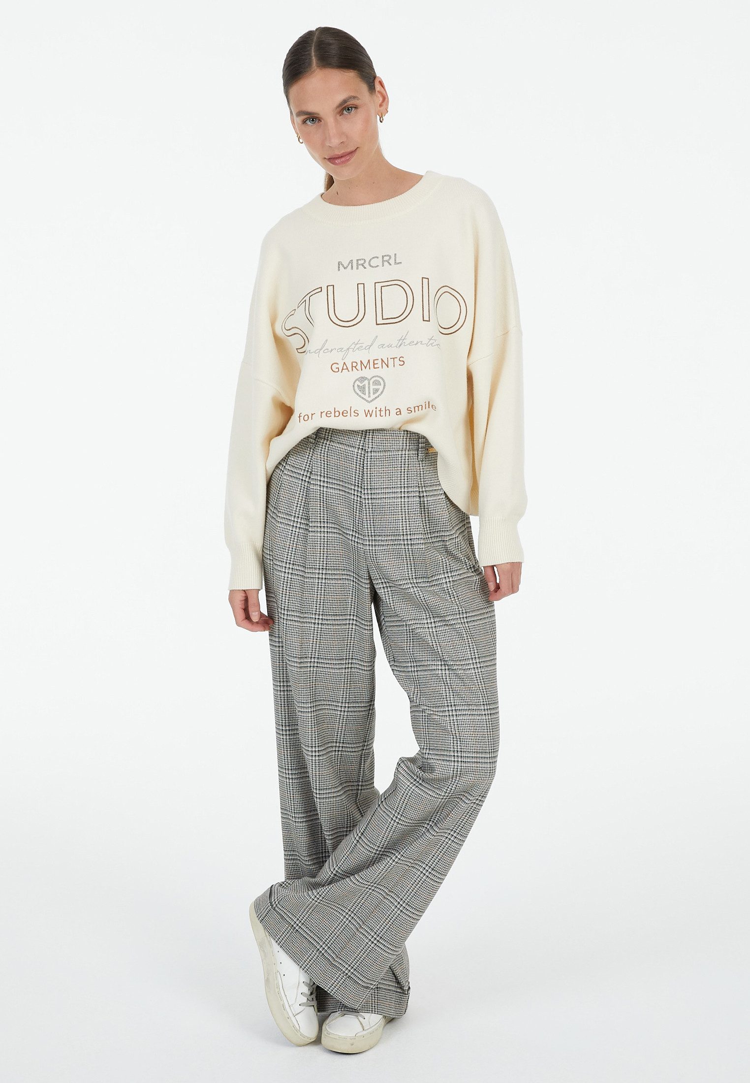 MARC AUREL Rundhalspullover mit Logo Stickerei günstig online kaufen