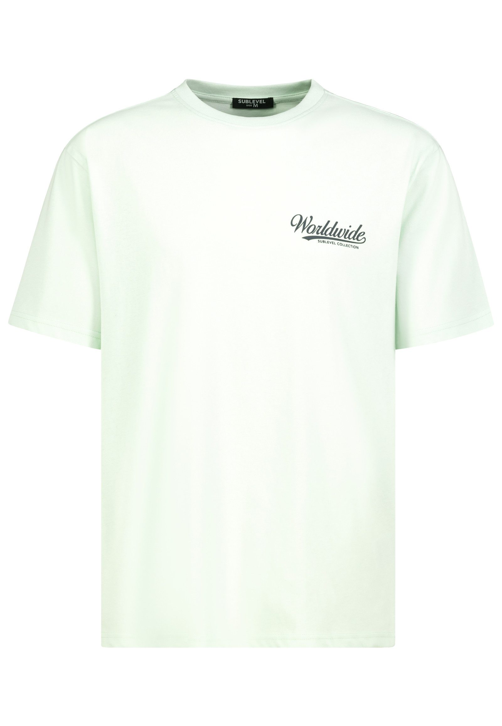 SUBLEVEL T-Shirt Herren Rundhalsshirt mit Rückenprint Relaxed Fit T-Shirt, Front- und Backprint, Worldwide