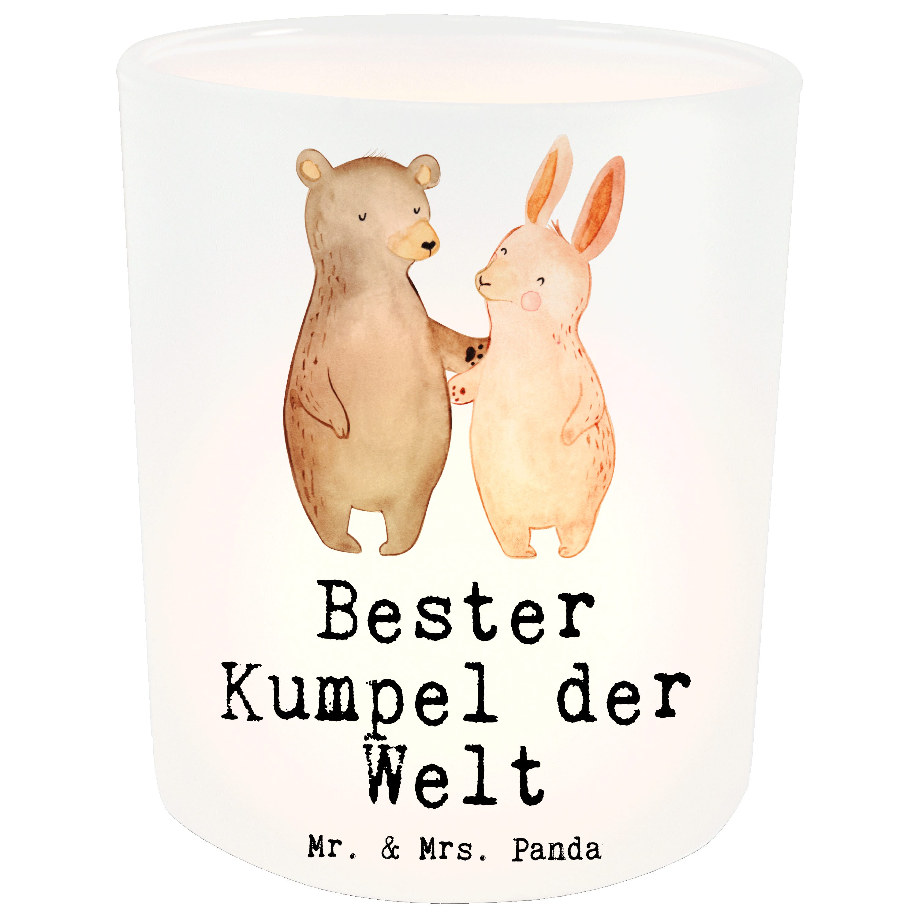 Mr. & Mrs. Panda Windlicht Hase Bester Kumpel der Welt - Transparent - Geschenk, Freundschaft, W (1 St)