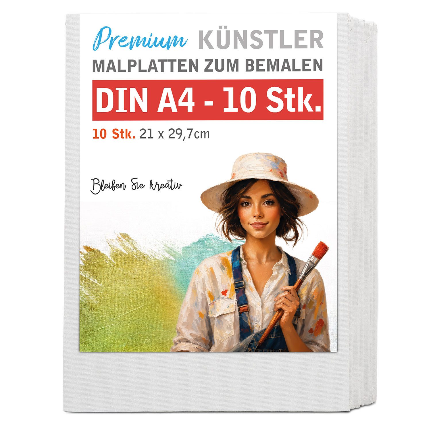 M MERCEO Leinwand Malkarton DIN A4, Malkarton auf 3mm Pappkern
