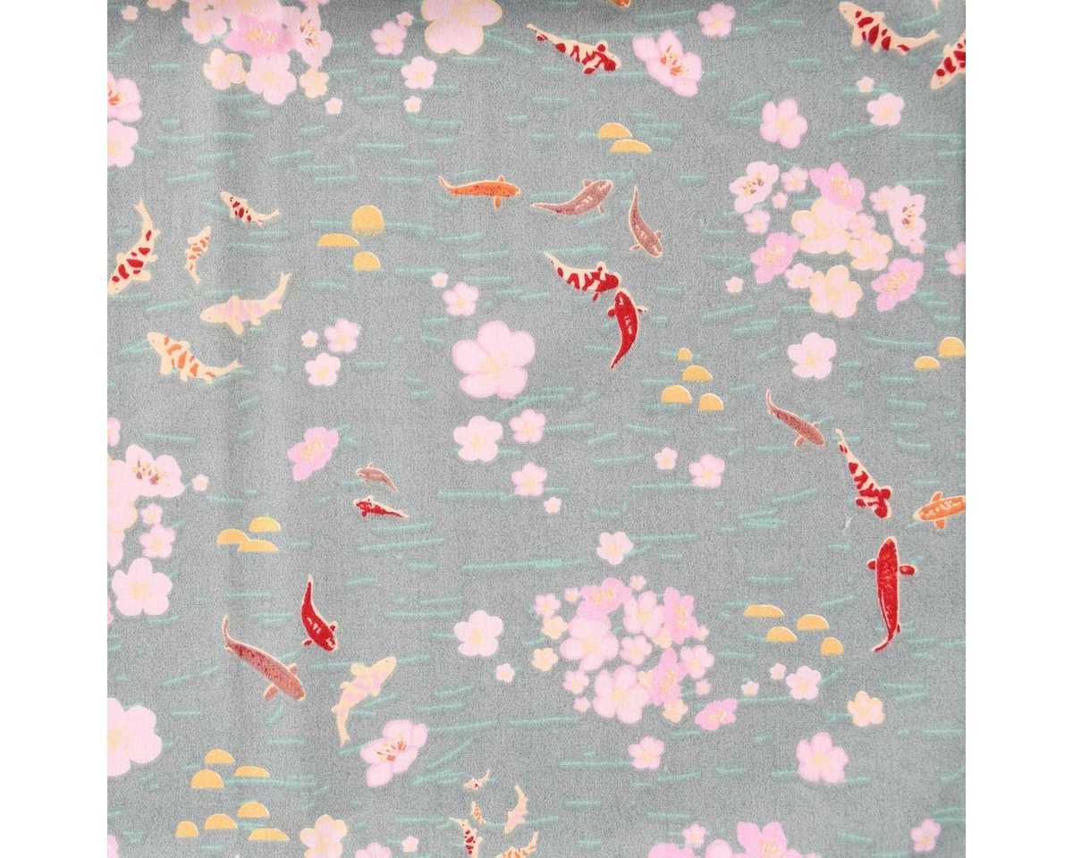 Thumbnail - Rico Design Stoff Rico Design Baumwollstoff Kois rauchgrün rosa bunt 50x140cm