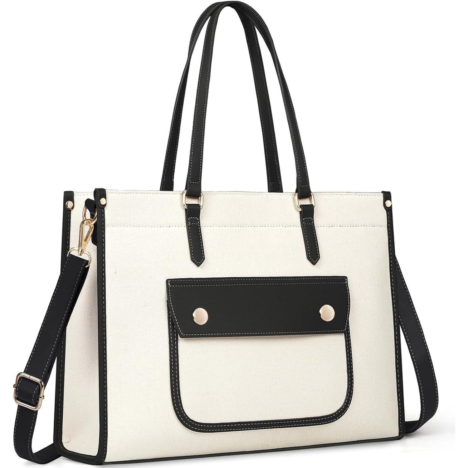 LuxusKollektion Shopper Handtasche Damen Shopper Groß Canvas Laptoptasche 15,6 Zoll Tote Bag