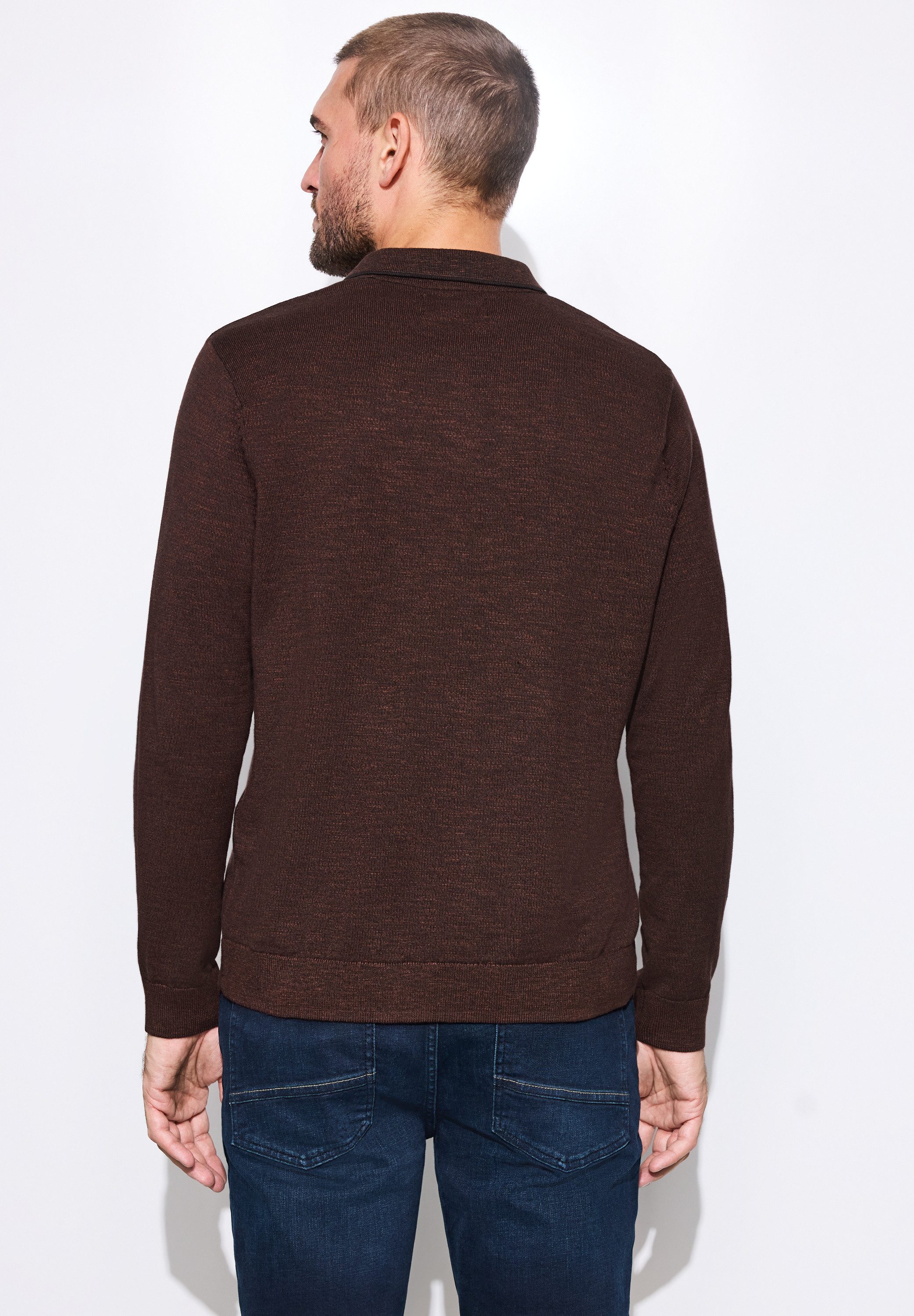 STREET ONE MEN Strickpullover mit Mouliné Garn