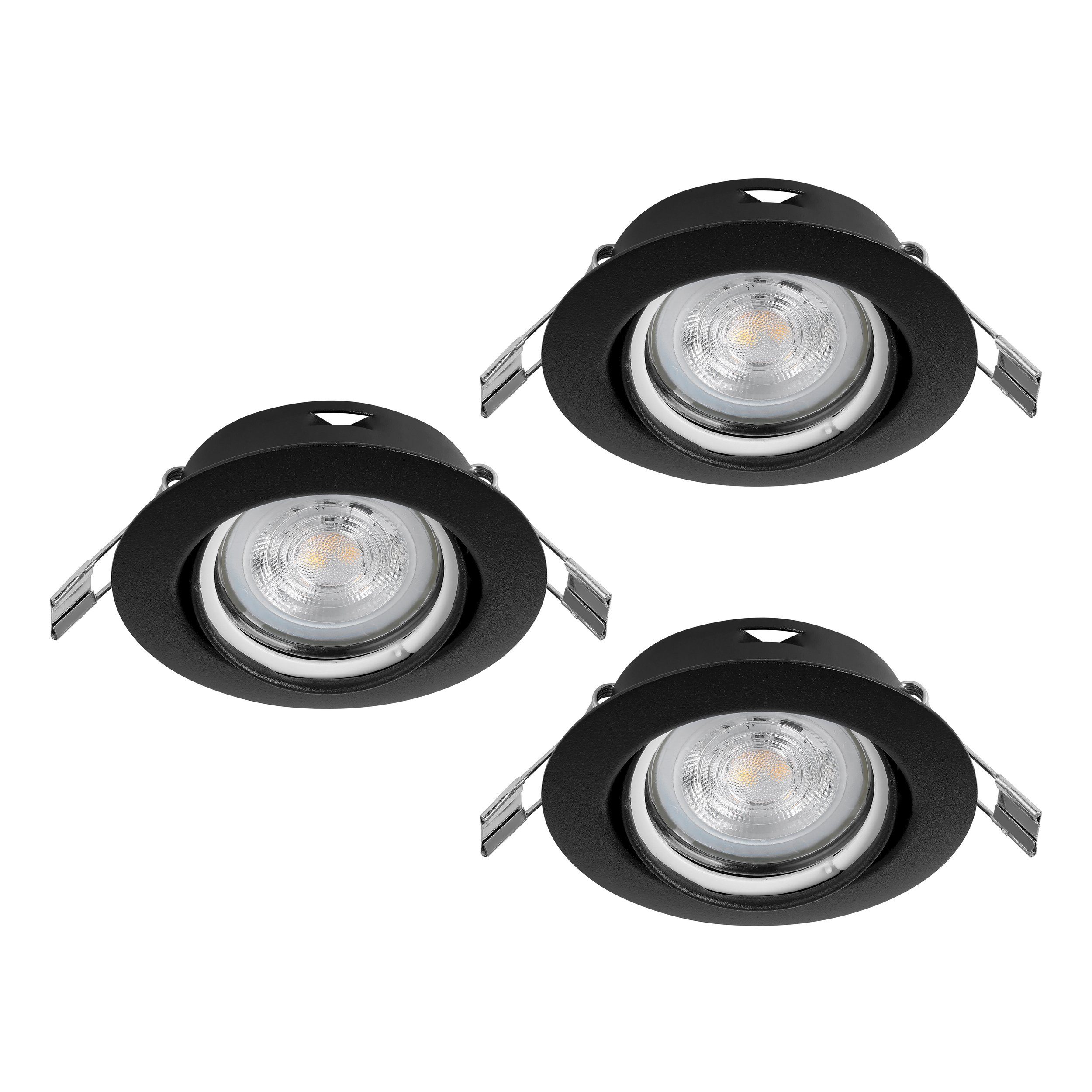 EGLO LED Einbauleuchte Favazzina, Leuchtmittel inklusive, 3er Set LED Einbaustrahler, Deckenspot, Deckenstrahler, Ø 8,8 cm