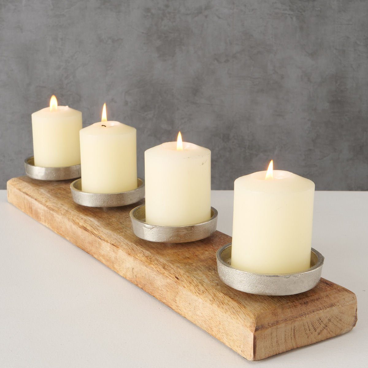 Spetebo Adventsleuchter Mango 10 Holz Adventskerzenhalter XL Kerzenständer cm für Kerzen, Aluminium x - 50 4