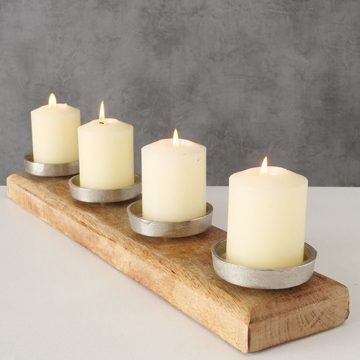 Spetebo Adventsleuchter Mango Adventskerzenhalter XL für 4 Kerzen (Stück, 1 St., Kerzenhalter aus Mango Holz), 50 x 10 cm - Holz Aluminium Kerzenständer