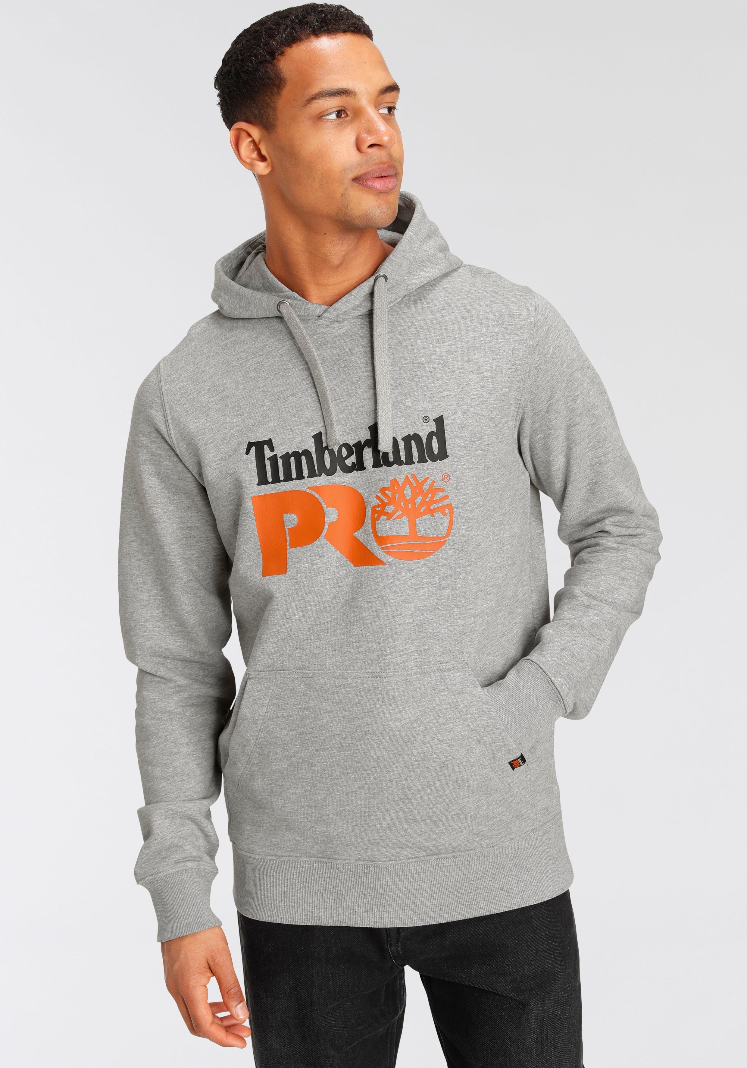 Timberland Pro Hoodie grau Kapuze mit Stoff, Kängurutasche, Kordelzug robuster