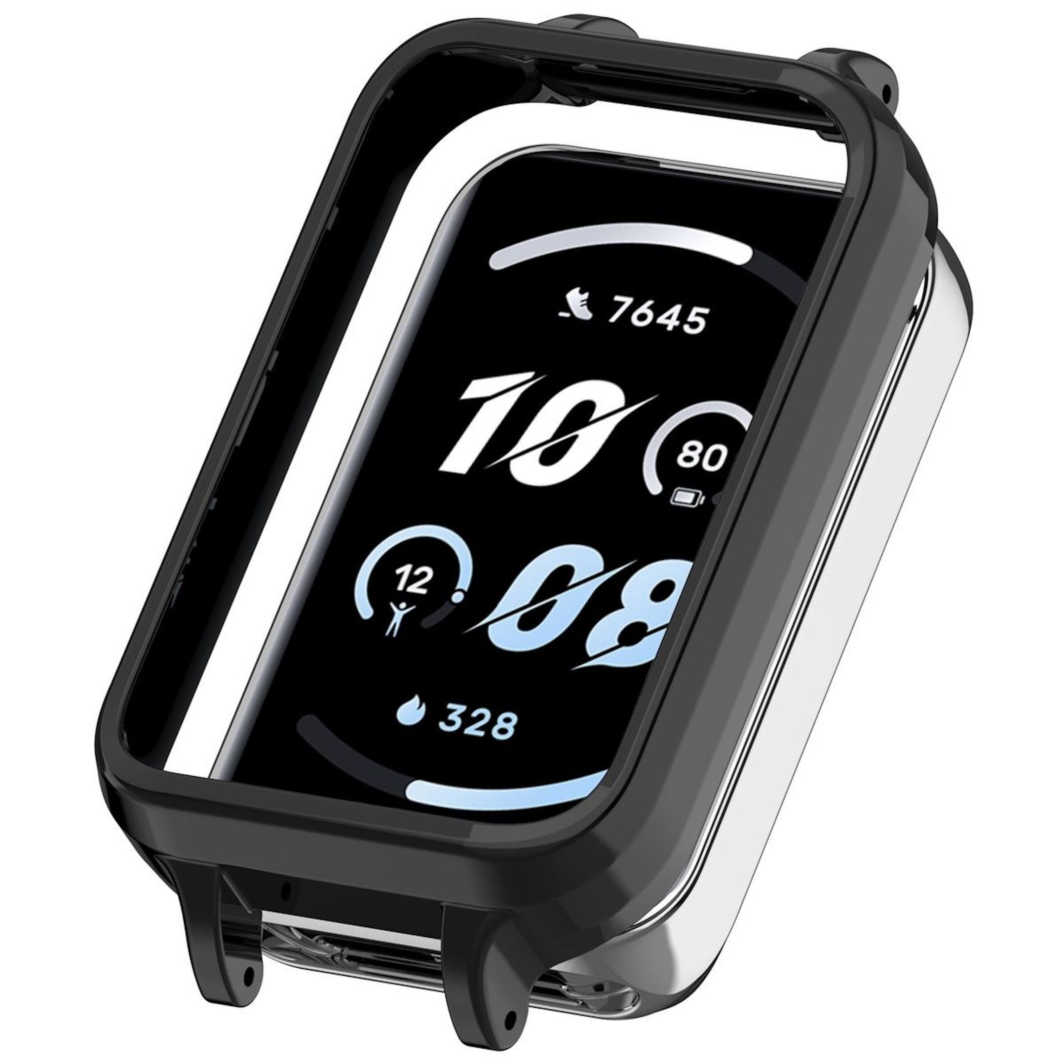 Wigento Smartwatch-Hülle Kunststoff für Honor Band 10 Schutzcase Halbabdeckung Flexibel Schwarz, Halbabdeckung, leicht