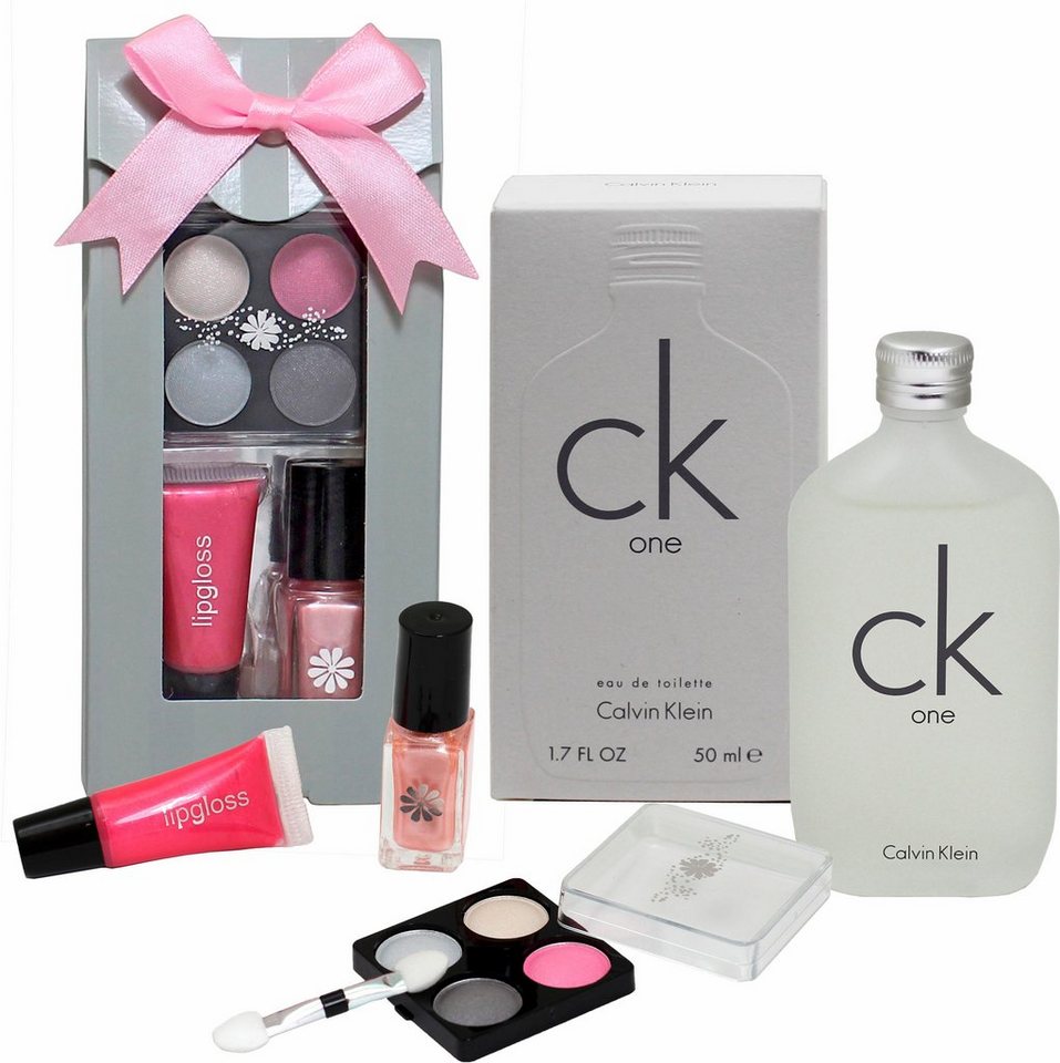 Calvin Klein Duft-Set cK One, 2-tlg., Im Schminkset enthalten: Nagellack,  Lippenstift, Lidschatten-Palette