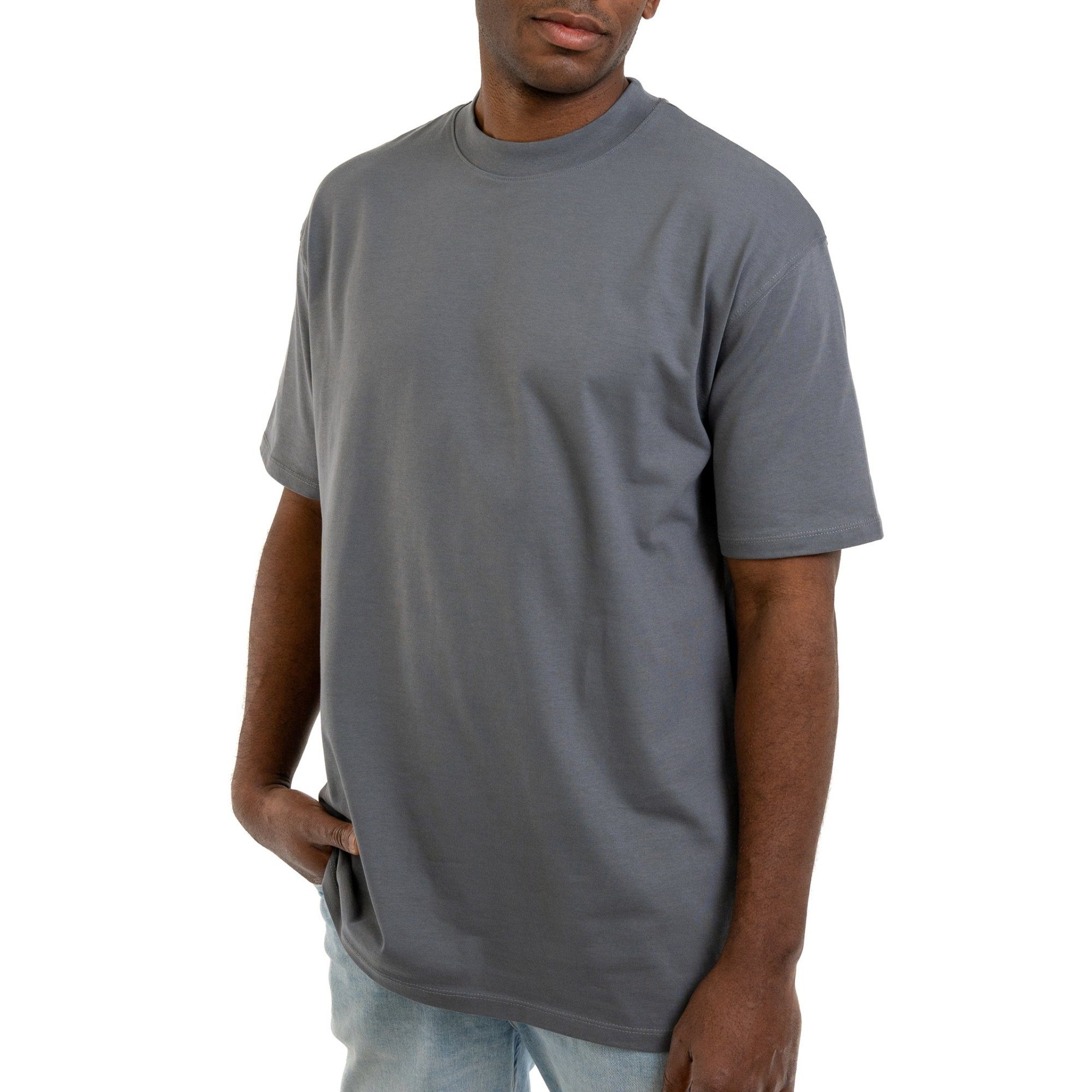 Rundhalsausschnitt T-Shirt Urban grau Johnny Tshirt T-Shirt Oversize Sammy mit
