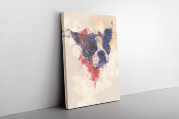 Sinus Art Leinwandbild Boston Terrier Abstrakt Kunst Süßer Hund Niedlich 60x90cm Leinwandbild