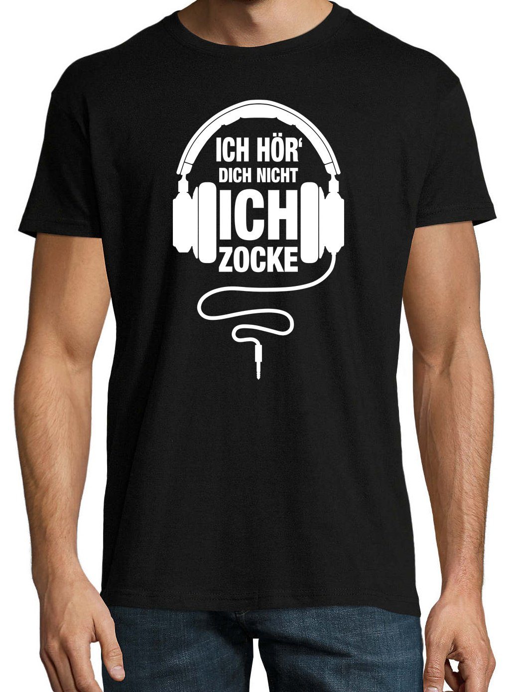 Herren Frontprint Shirt lustigem T-Shirt Ich Designz Zocke Youth Zocker mit Schwarz
