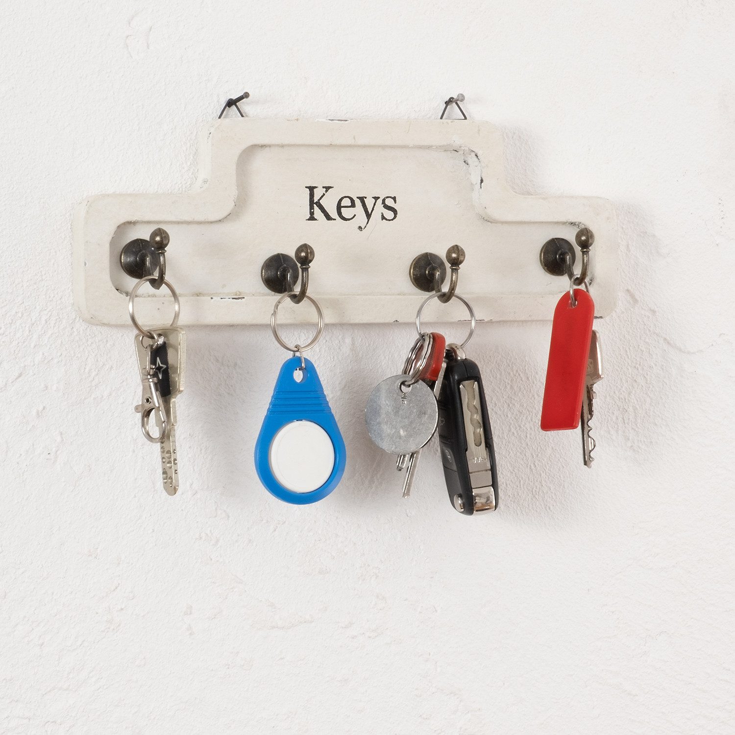 Moritz Schlüsselbrett 24x8,5cm Keys 4 Haken weiß, Schlüsselkasten Vintage S günstig online kaufen