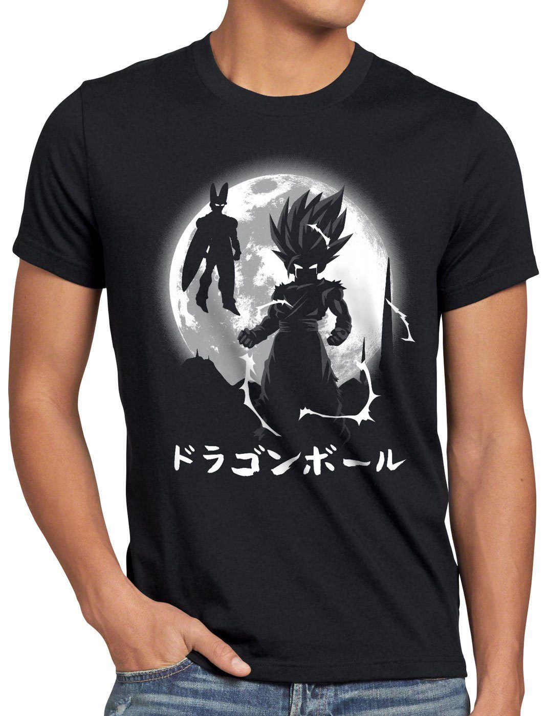 style3 Print-Shirt Herren T-Shirt Vollmond Saiyajins dragon vegeta son-goku ball