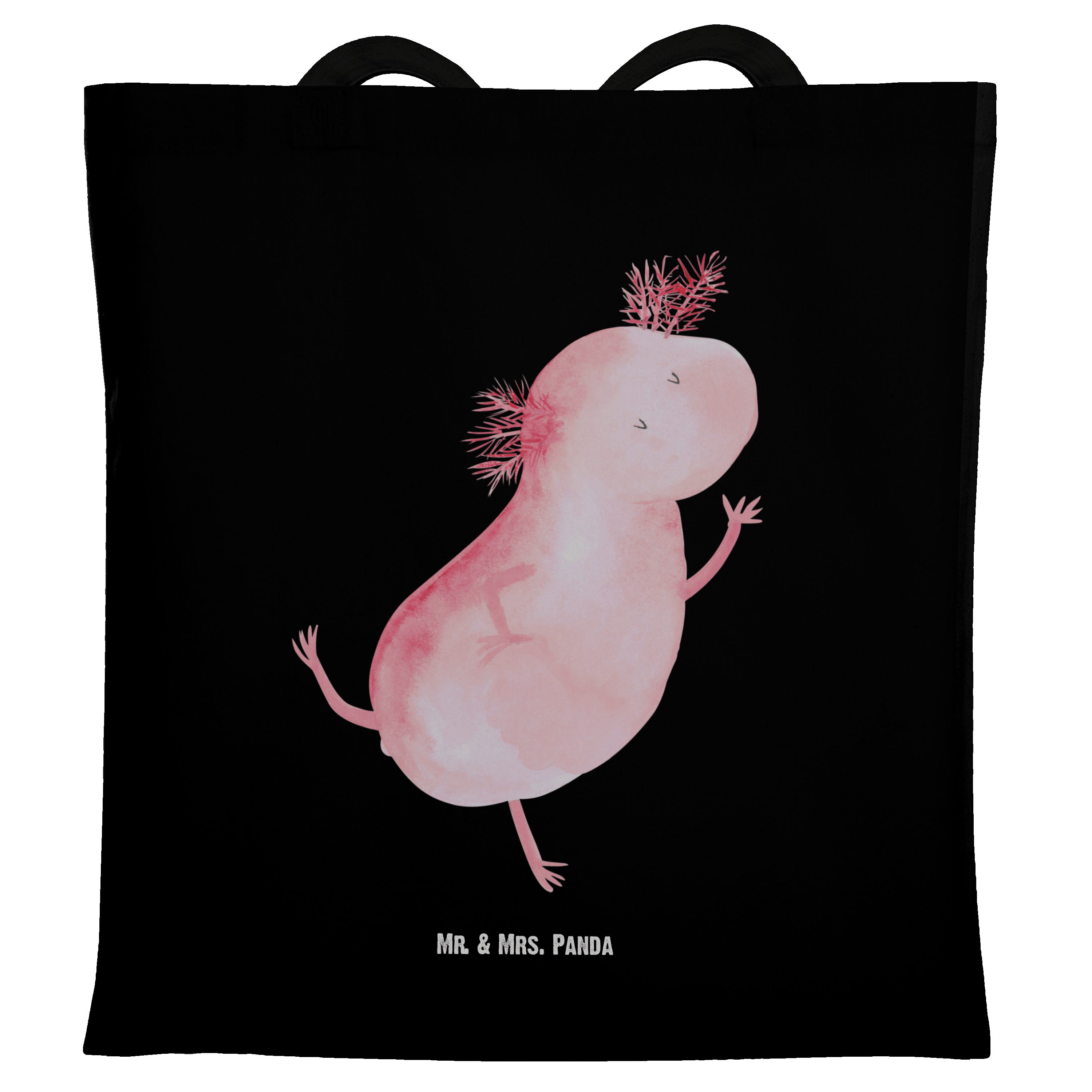 Mr. & Mrs. Panda Tragetasche Axolotl tanzt - Schwarz - Geschenk, verrückt, beste Freundin, Molch, (1-tlg) | Canvas-Taschen