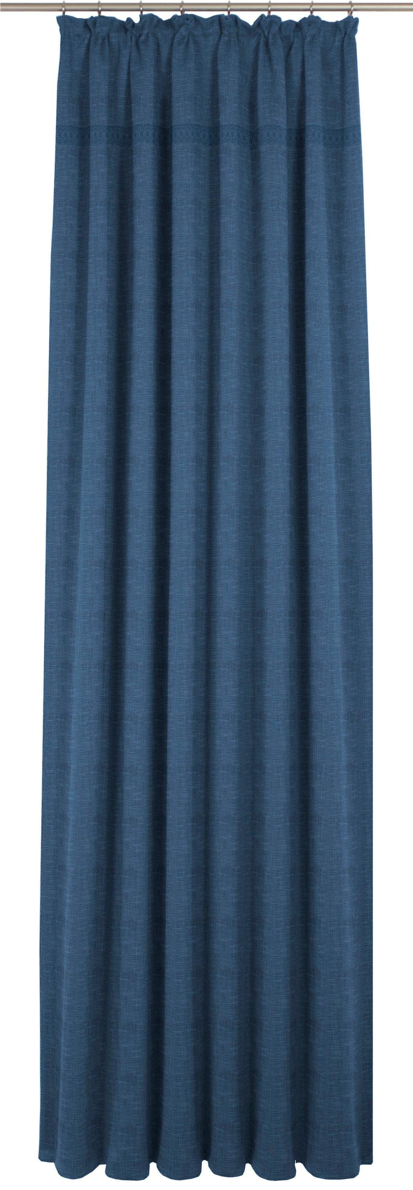 Vorhang Wiessee, Wirth, Kräuselband (1 St), blickdicht, Jacquard blau