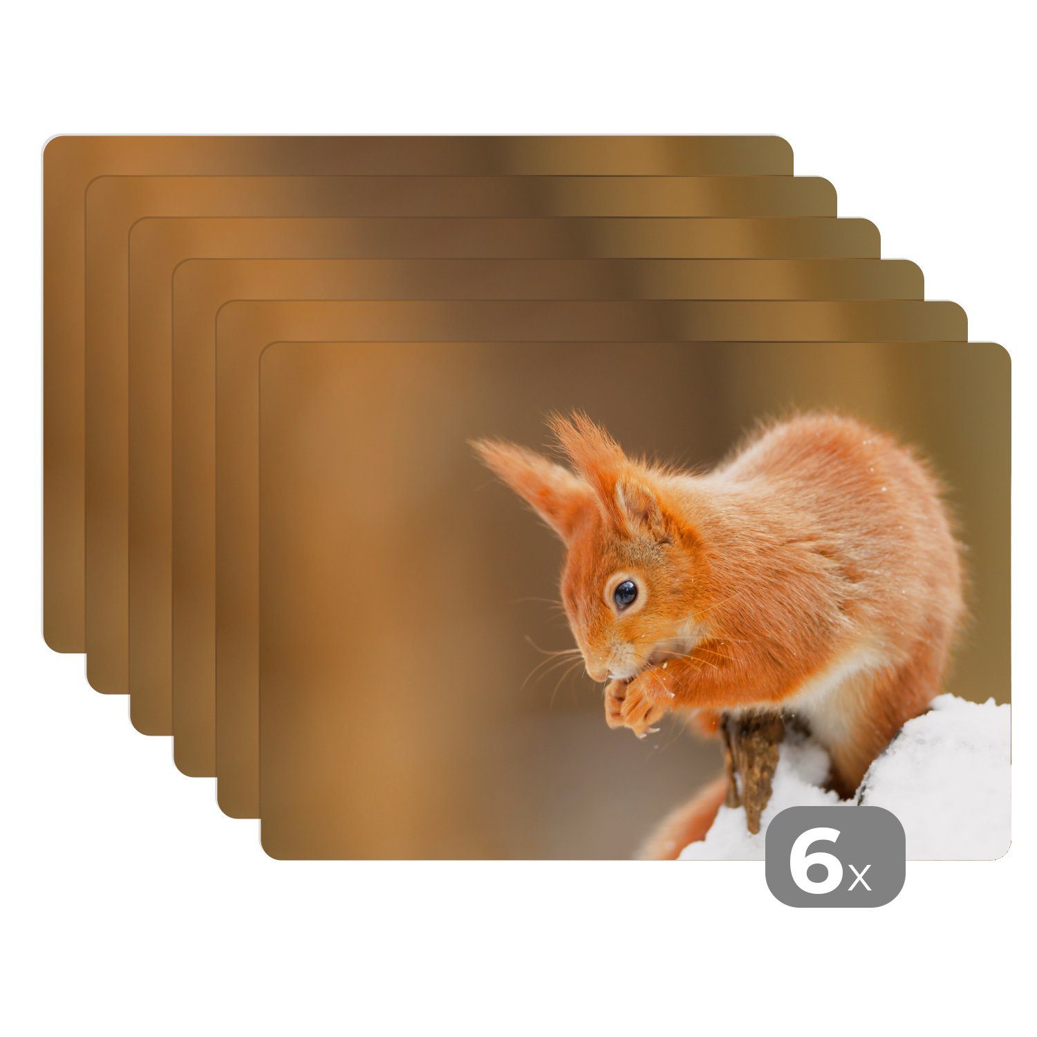 Platzset, Eichhörnchen mit roter Farbe, MuchoWow, (6-St), Platzset, Platzdecken, Platzmatte, Tischmatten, Schmutzabweisend