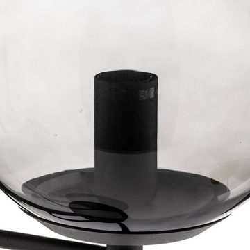 Lucande Tischleuchte Sotiana, Leuchtmittel nicht inklusive, Vintage, Glas, Metall, rauchgrau, Schwarz, 1 flammig, E14, Designer