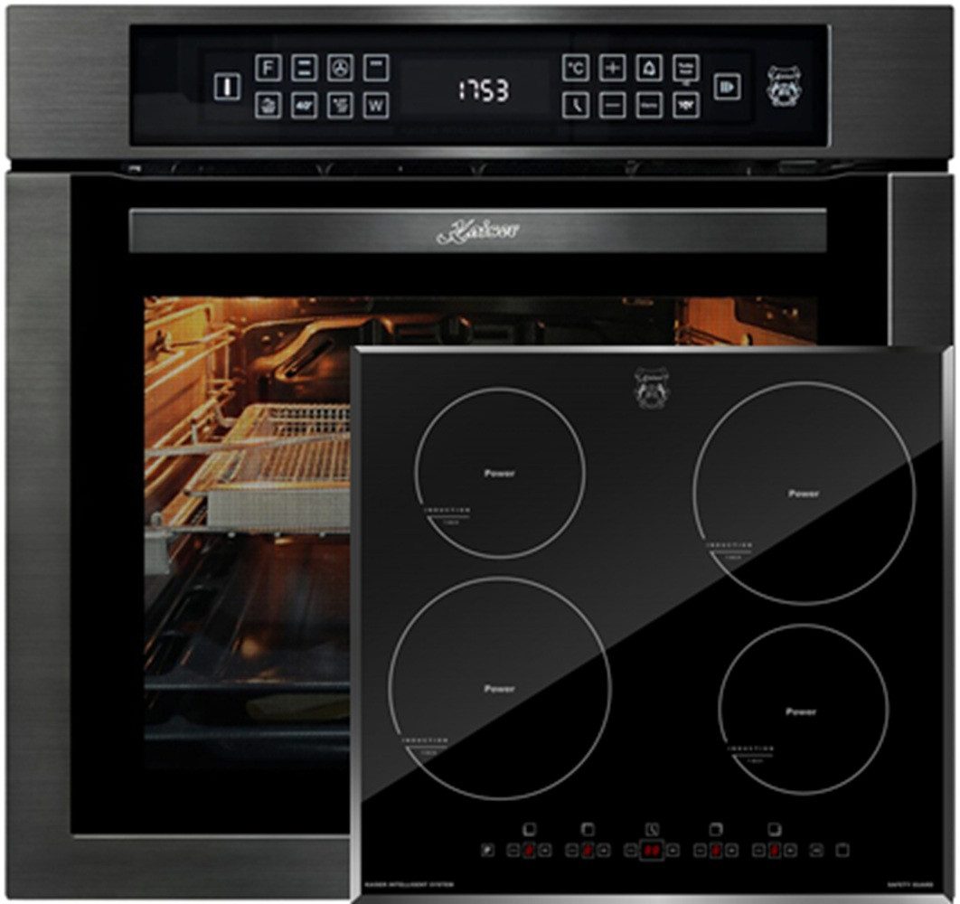 Kaiser Küchengeräte Backofen-Set Herd Set Autark Einbaubackofen,86L 15 Fkt. Grill Air fryer Full Touch mit Induktionskochfeld 60 cm, Autark,Facettenschliff, Kochfeld 4xQickHeat Kochzonen EH 6306 N RS+KCT 6105 FI, mit 1-fach-Teleskopauszug, Katalytische Selbstreinigung