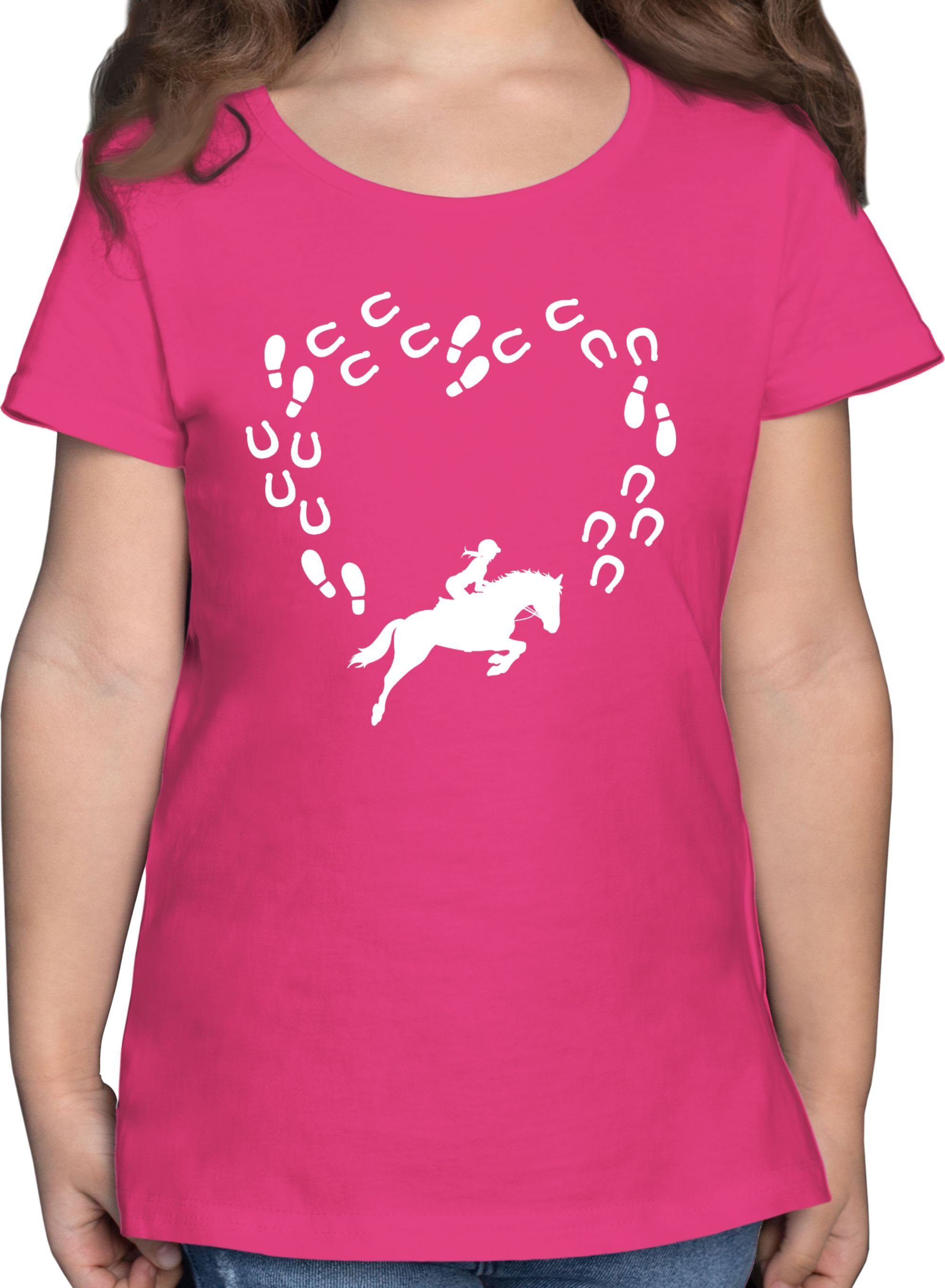 Shirtracer T-Shirt Reiter und Pferd Herz Pferd 1 Fuchsia