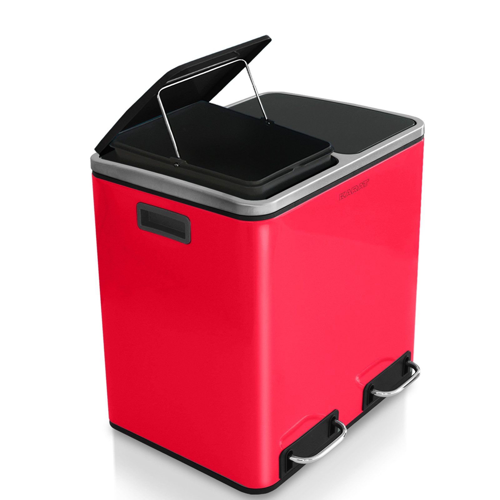 casa pura Mülltrennsystem Felix, Abfallbehälter aus Edelstahl, Verschiedene Farben & Größen, 30 Liter Fassungsvermögen