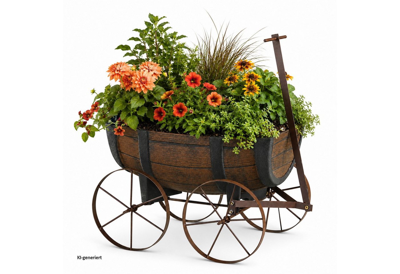 HTI-Living Pflanzkübel Pflanzwagen Nessa (Stück, 1 St., 1 Pflanzwagen), Pflanzkübel Gartendekoration rustikal