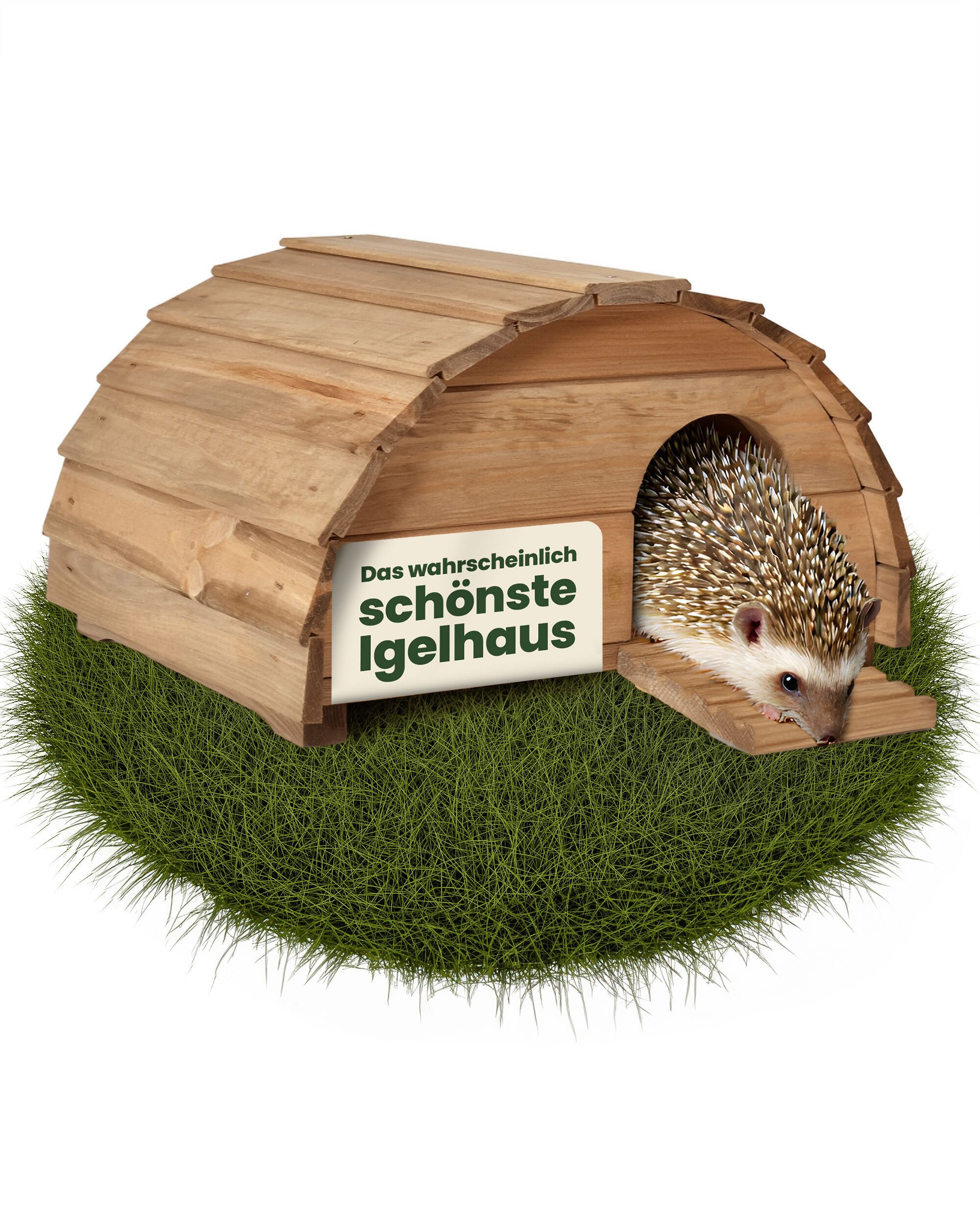 Zooprinz Igelhaus aus Massivholz mit Labyrintheingang, Winterfest, Wetterfest, Made in Europa