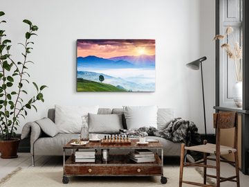 Sinus Art Leinwandbild 120x80cm Wandbild auf Leinwand Sonnenuntergang Berge Berglandschaft Na, (1 St)