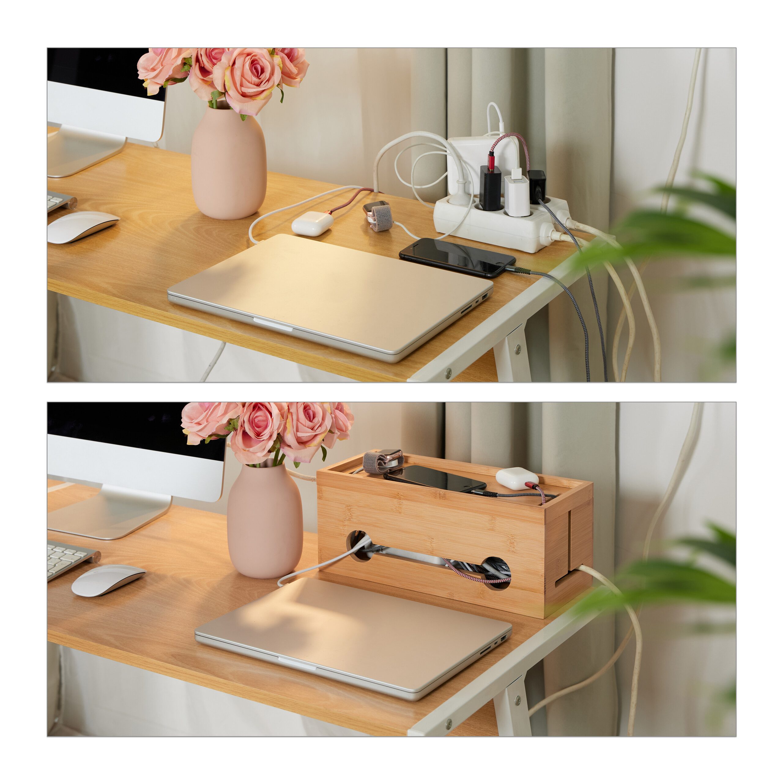 relaxdays Kabelbox aus Bambus günstig online kaufen