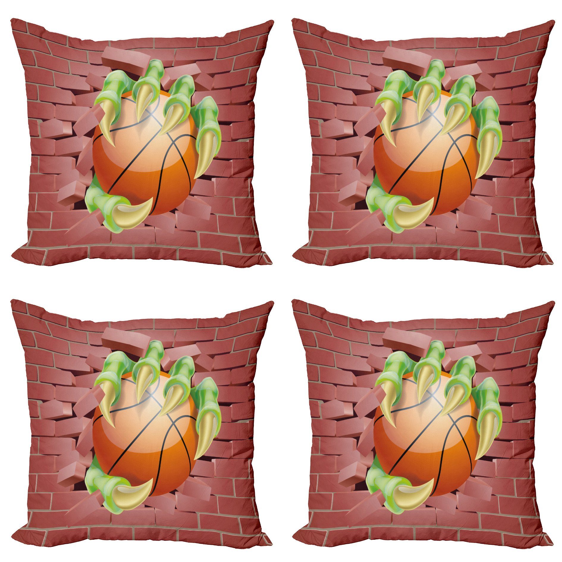 Doppelseitiger Modern Accent Basketball-Cartoon Abakuhaus Stück), Kissenbezüge (4 rot Digitaldruck,