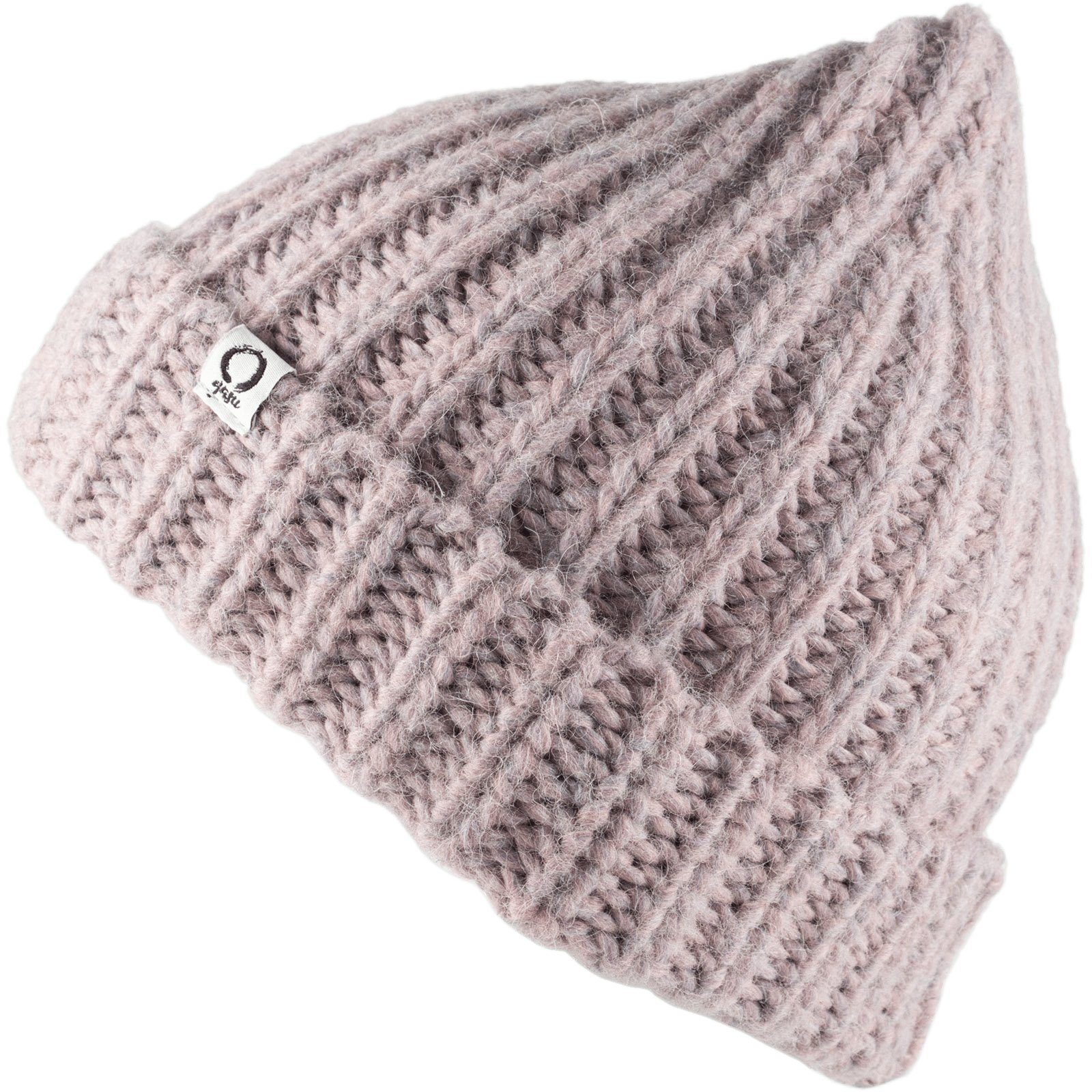 Mütze Beanie Wintermütze Wolle Grob Helllila Alpaka Wollmütze yasu Strickmütze Lamm Unisex Ono