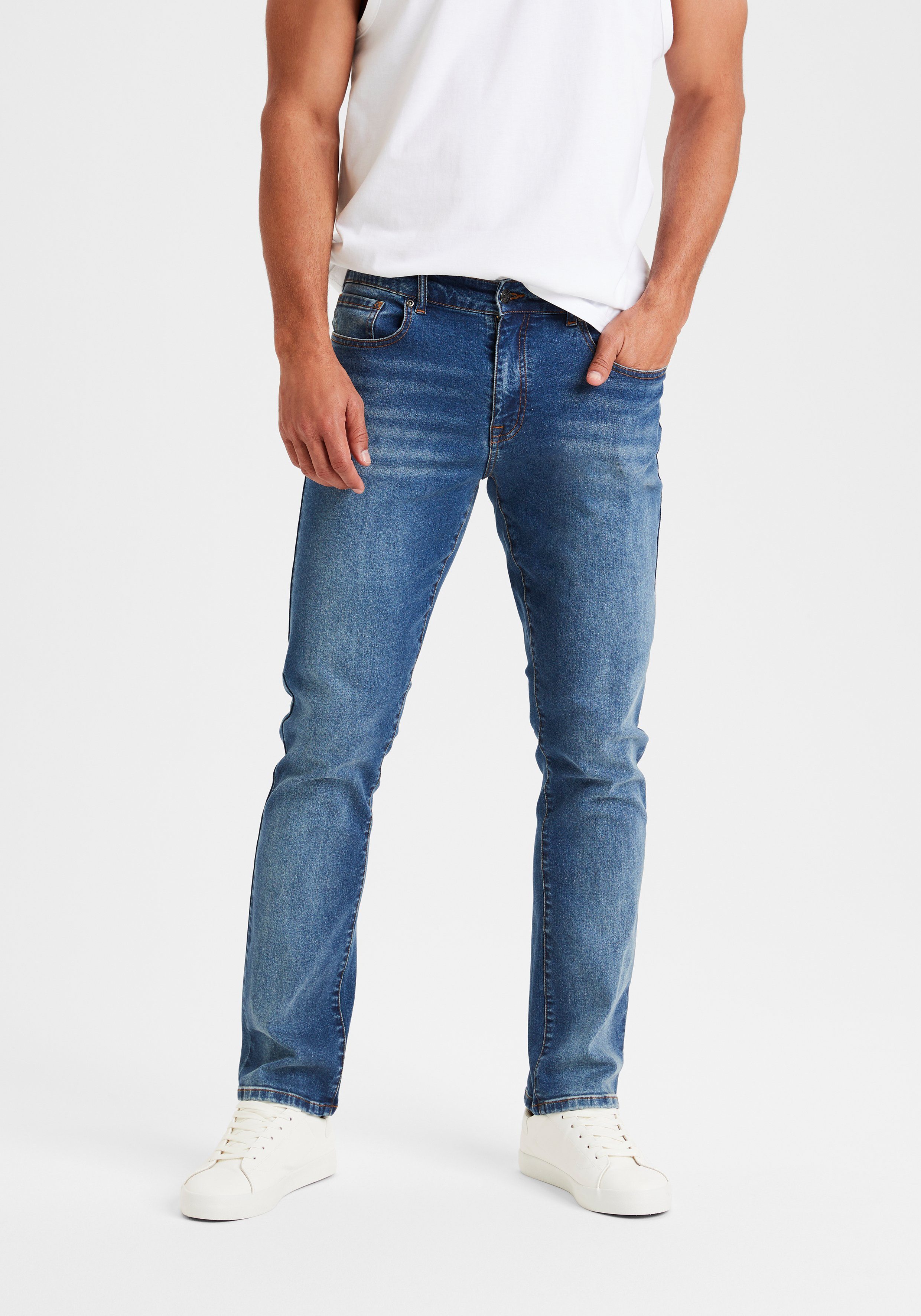 Buffalo 5-Pocket-Jeans Straight-fit Jeans aus elastischer Denim-Qualität dark-blue-denim