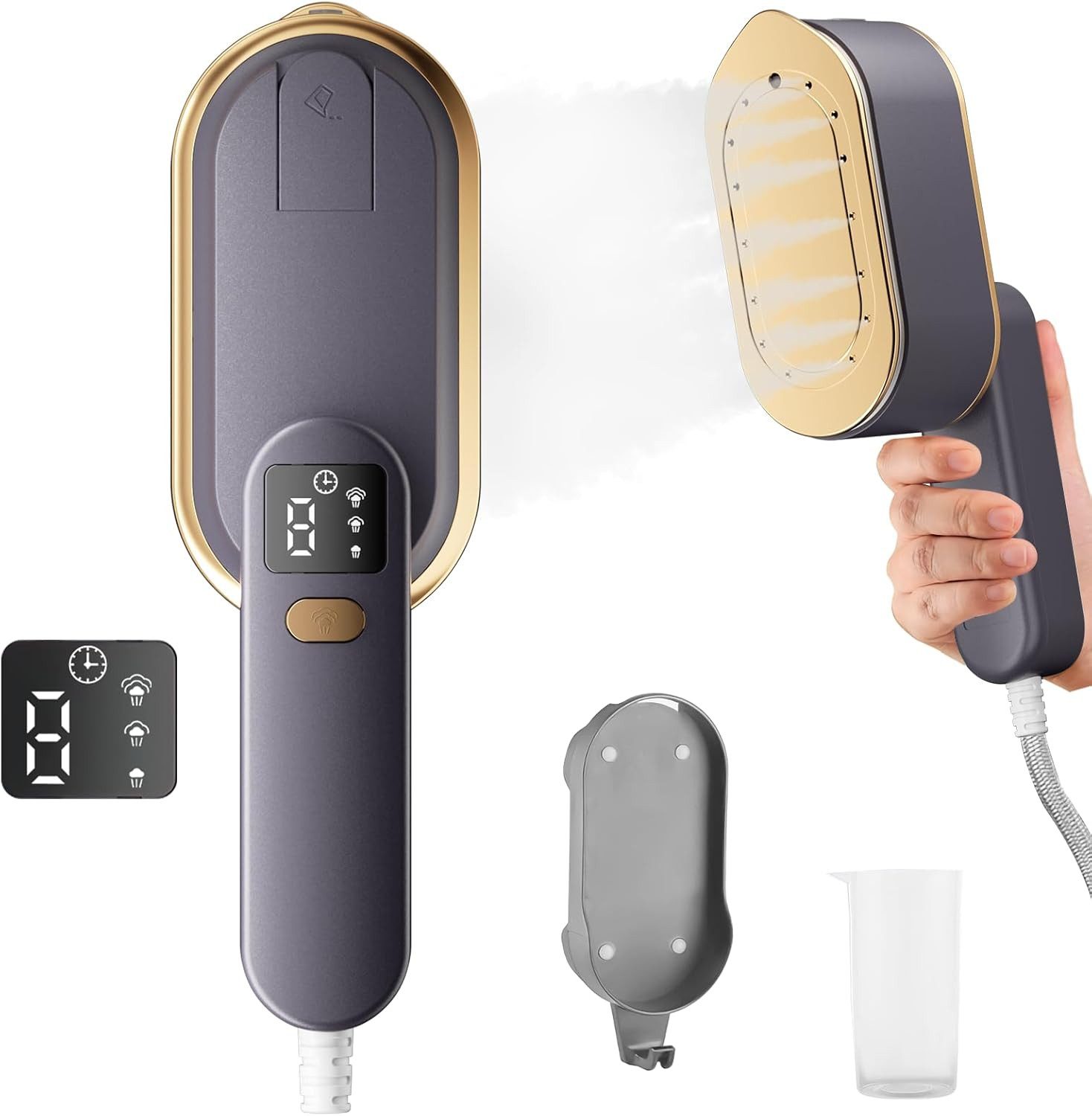 TUWENA Dampfglätter Dampfglätter, Steamer Dampfbügeleisen Reisedampfer mit LCD-Bildschirm, 1200 W, 20s Aufheizung, 3 Dampfstufen, 180° Griff, Auto-Abschaltung, kompakt