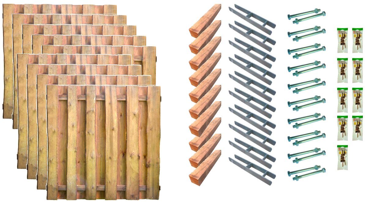 Tetzner & Jentzsch Bohlenzaun Seattle 7, (Set), 9 Elemente, LxH: 1710x180 cm