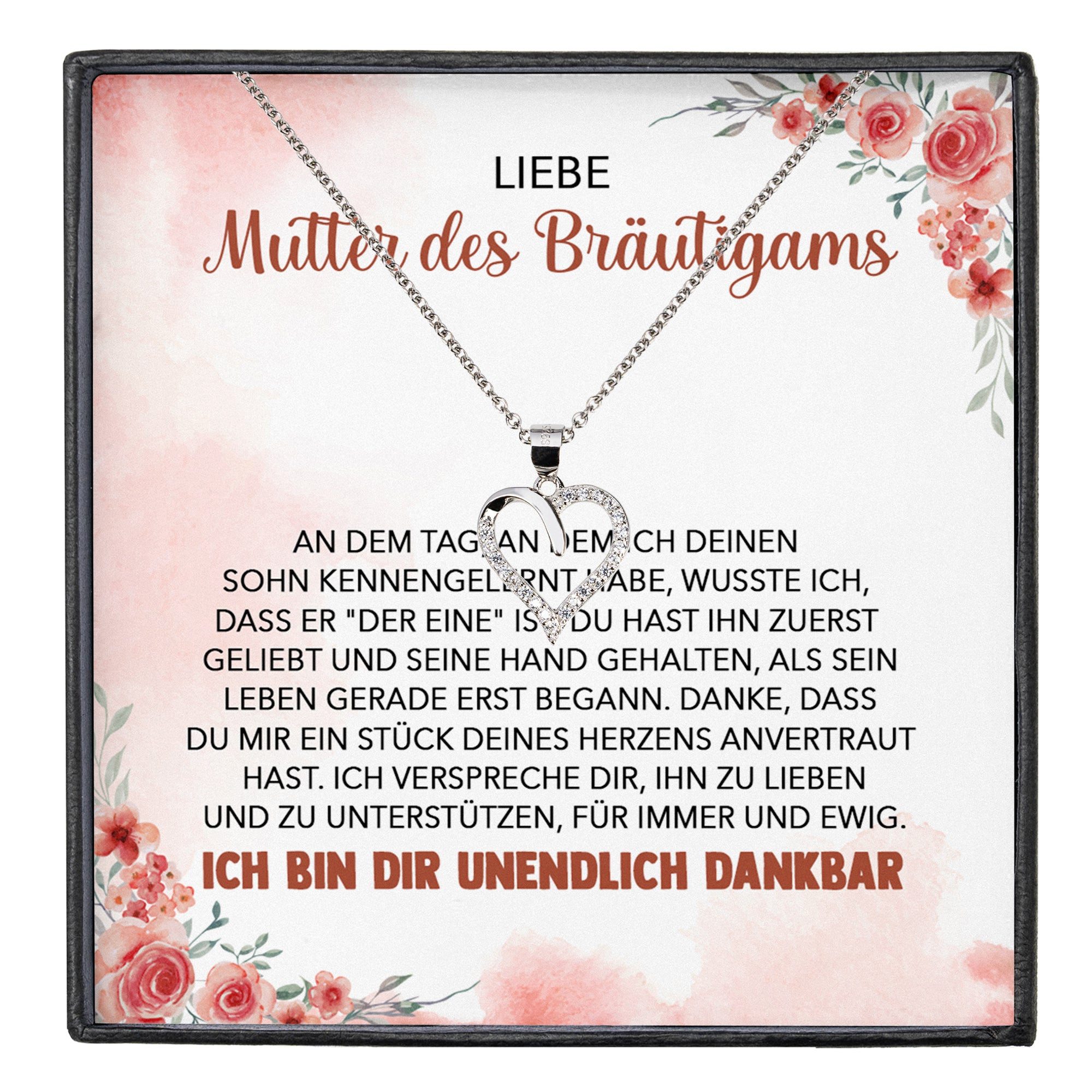 22Feels Schmuckset Mutter des Bräutigams Geschenk von Braut Hochzeitstag Frauen Halskette (inkl. Geschenktasche, Karte, Poliertuch, Beutel), Silber 925/000, Karte Made In Germany
