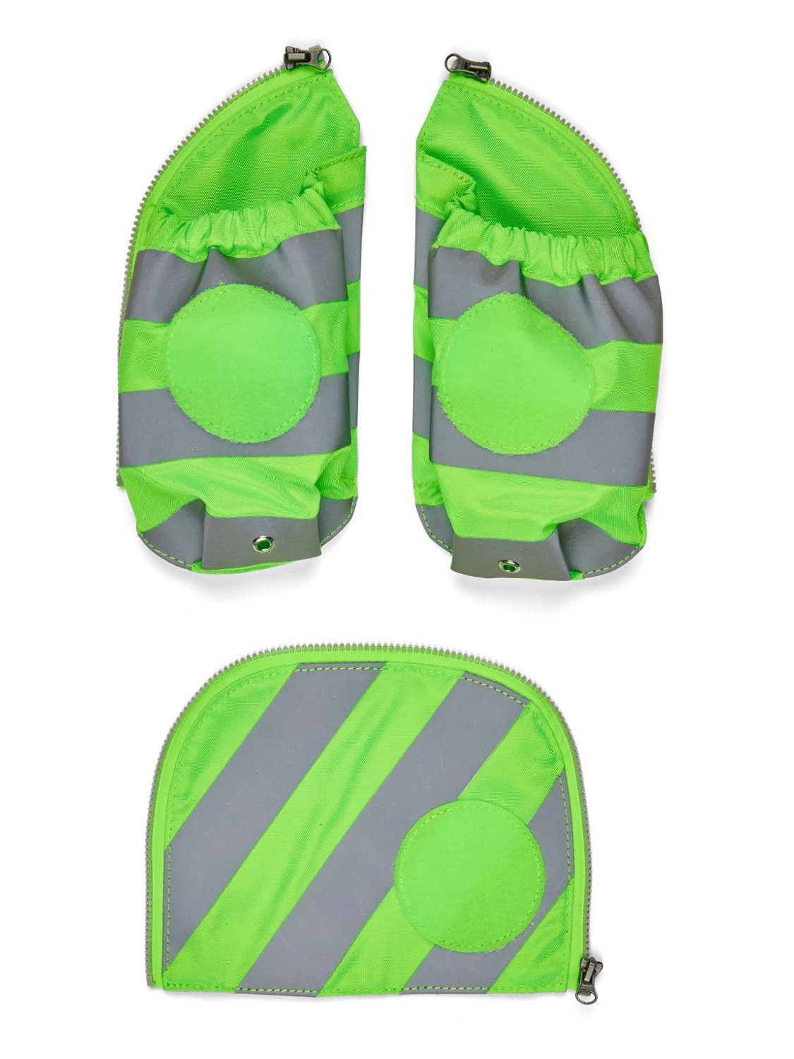 ergobag Schulranzen pack Seitentaschen Zip Set (3-tlg), reflektierend