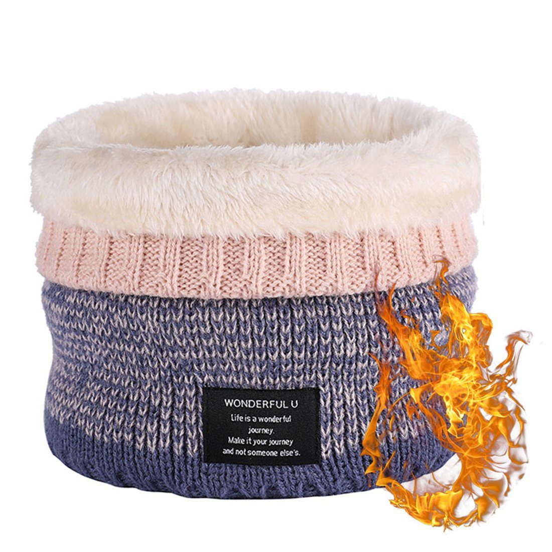 DÖRÖY Modeschal Unisex Farbverlauf warm gepolstert Schal, Winter Wolle Hals Abdeckung Rosa | Modeschals
