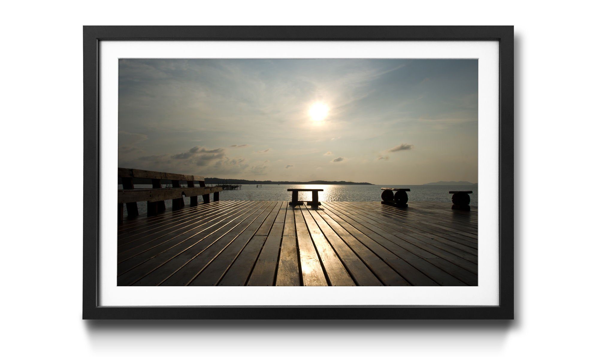 WandbilderXXL Bild mit Rahmen Lake View, Sonnenuntergang, Wandbild, in 4 Größen erhältlich