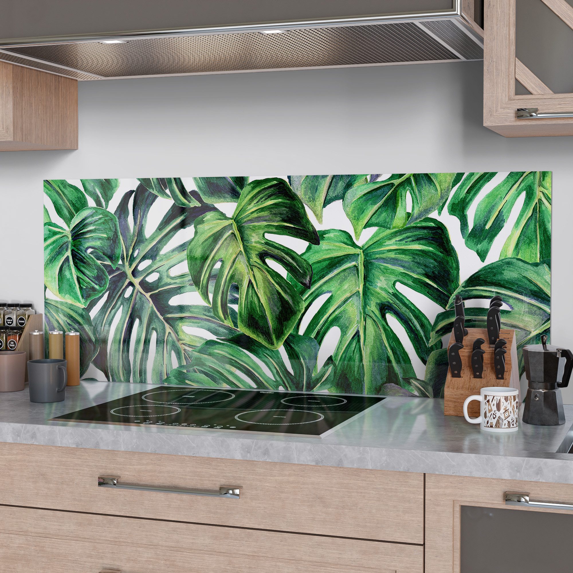 DEQORI Küchenrückwand 'Tropisches Flair', Glas Spritzschutz günstig online kaufen